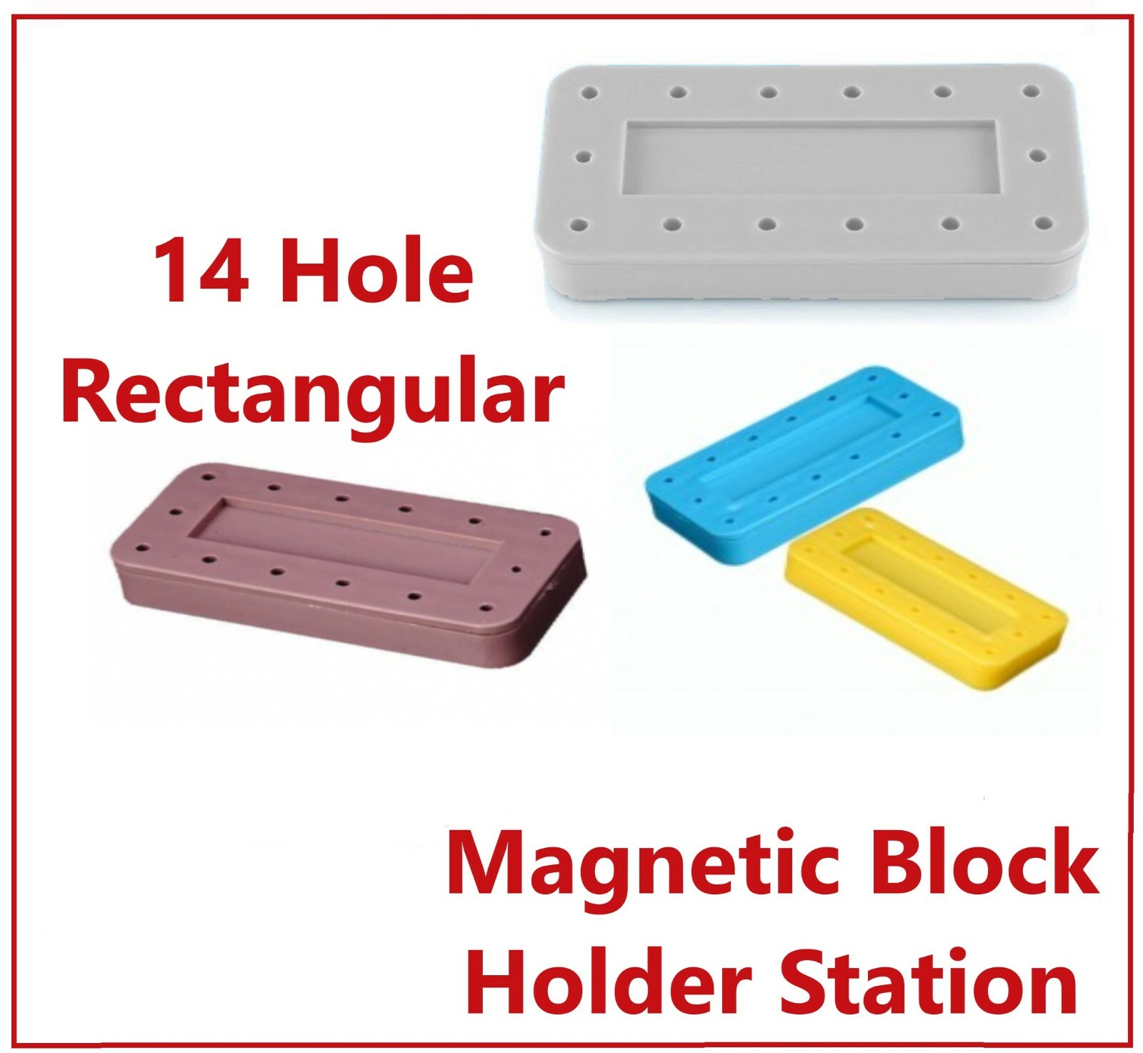 Magnetic Round Dental Lab Bur Block Holder For FG & RA, FGOS, 7 / 14 or 28 Hole