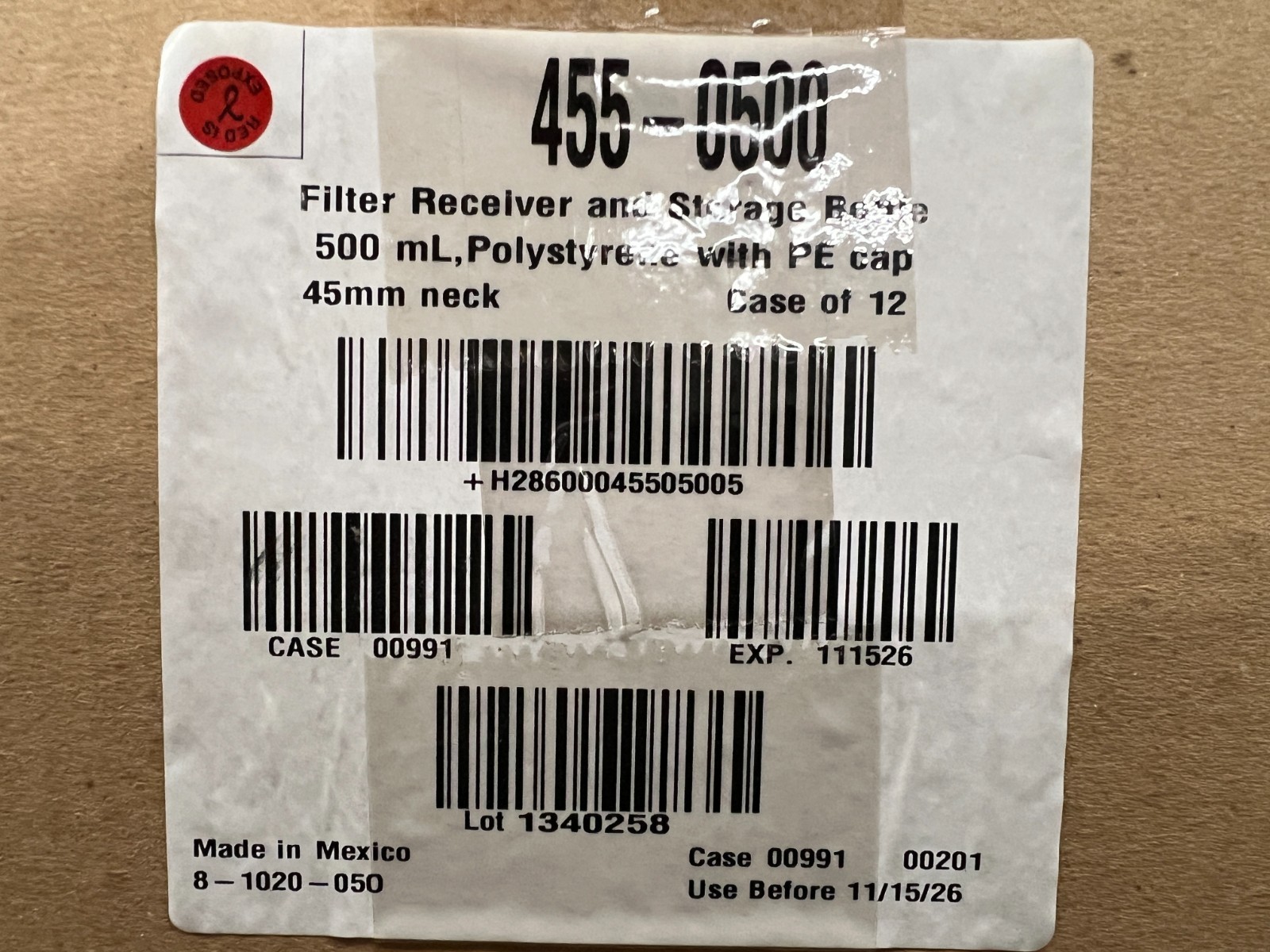 NALGENE 455-0500 Rapid-Flow 500mL Filter Storage Bottles Case of 24