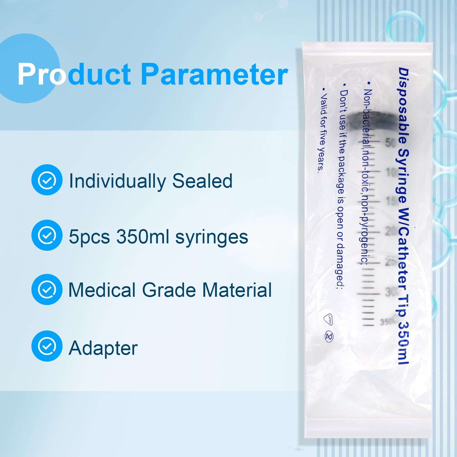 5pcs 350ml Syringe, Extra Large Plastic Syringes for Glue 350 ml, Clear