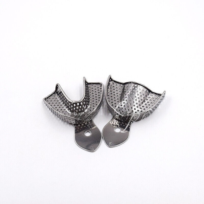 Dental Metal Impression Trays with Hole Stainless Steel Anterior Upper + Lower
