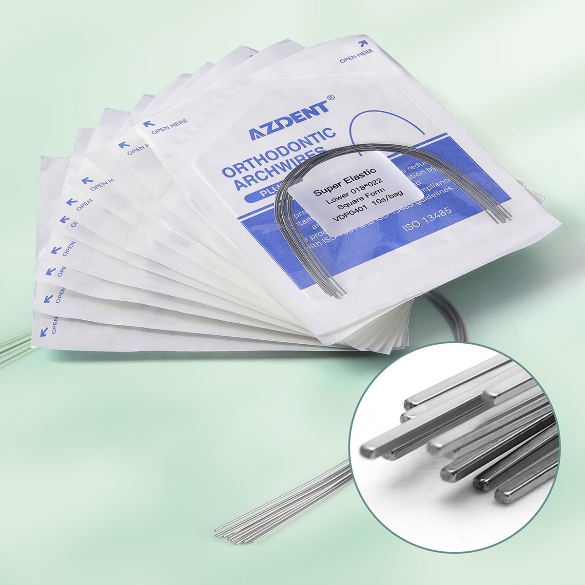 AZDENT Plus Dental Ortho Super Elastic NiTi Arch Wires Round Ovoid 10pcs/Bag