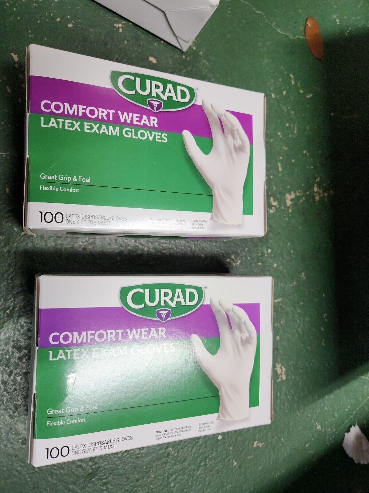 CURAD Comfort Wear Latex Exam Gloves – One Size Fits Most, 2×100 Count
