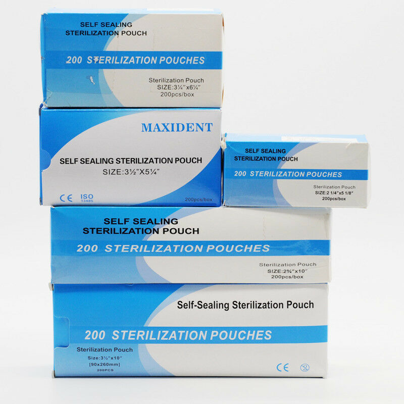 200 Pcs Autoclave Premium Sterilization Self-Sealing Pouch Bag Dental 6 Size Opt