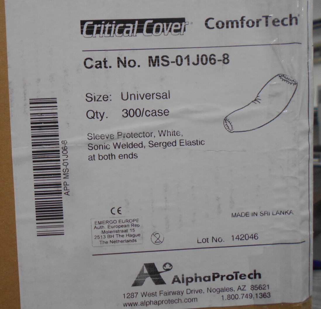 ALPHA PROTECH MS-01J06-8 UNIVERSAL SLEEVE PROTECTORS CRITICAL COVER 300/CASE