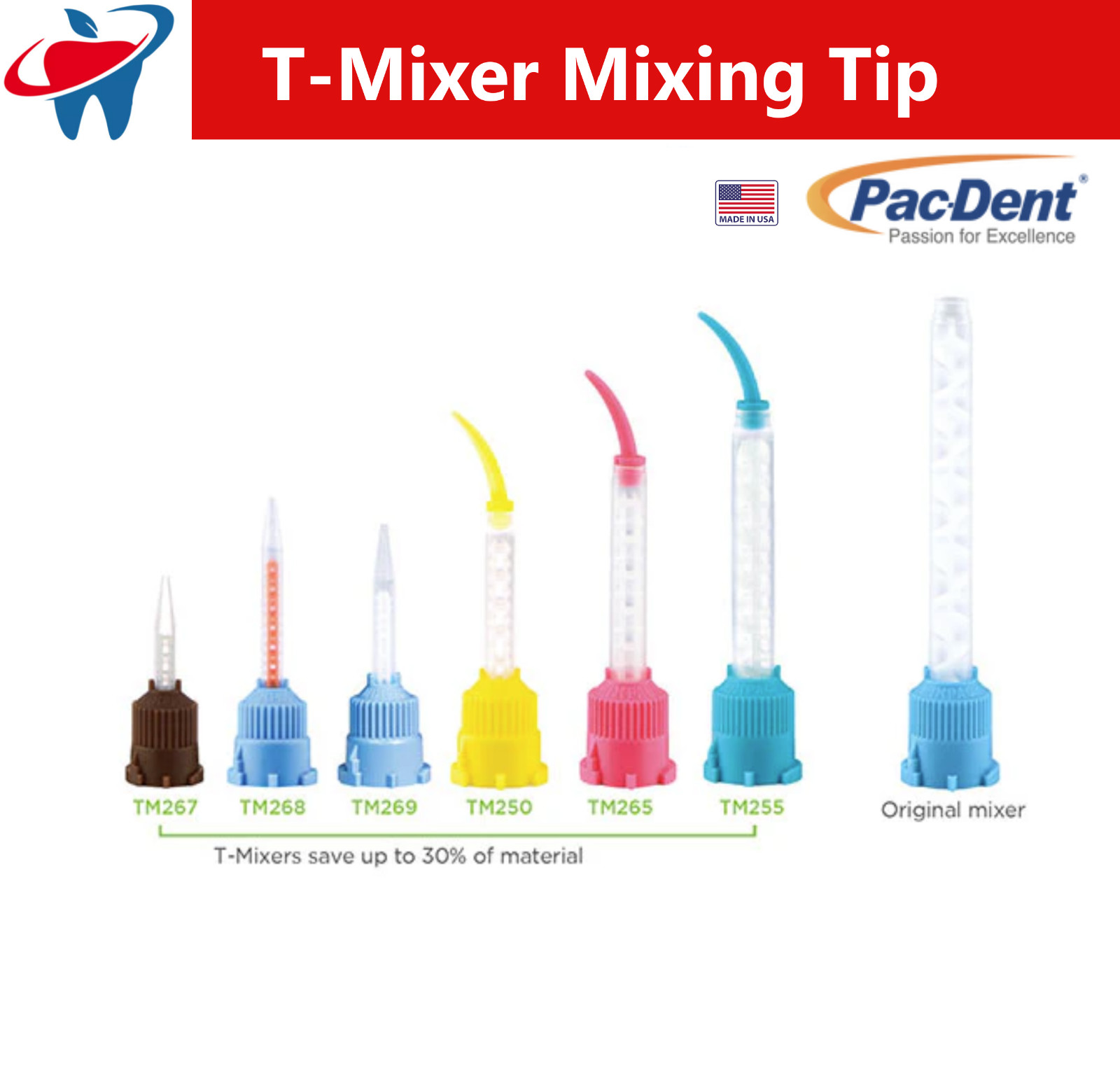 PacDent Dental HP T-Mixer Mixing Tips for Impression Material, C&B, Cements USA