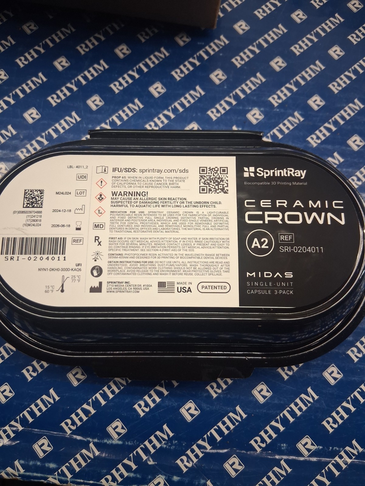 SprintRay Ceramic Crown A2 Single unit Capsule 3 pack
