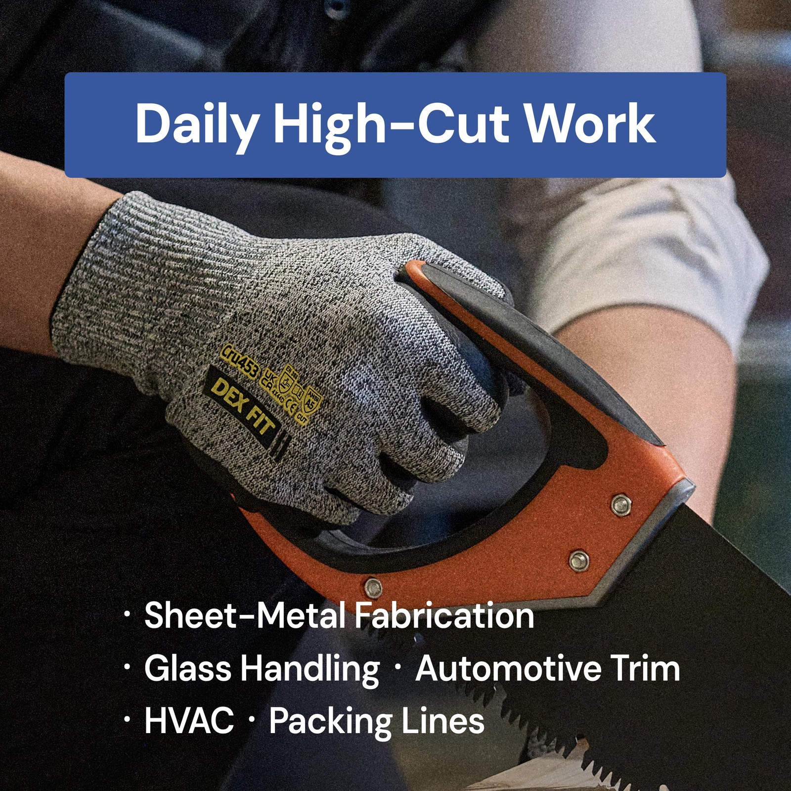 Dex Fit Cut Resistant Gloves Cru453 – Ansi A5 3D Comfort Fit Power Grip Thin
