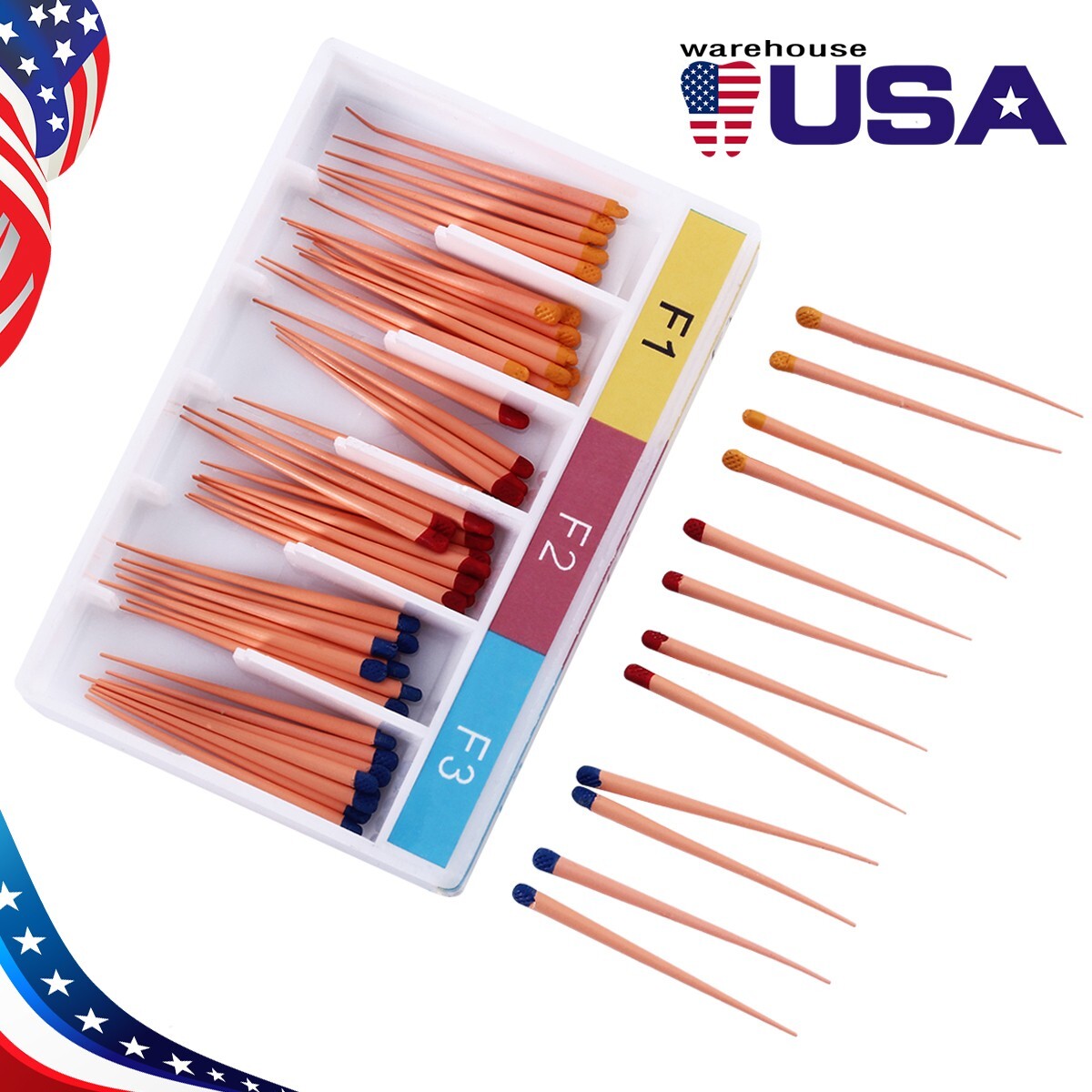 10 Pack Dental Endodontic Gutta Percha Points F1 F2 F3 for Endo Use 60pc/pack