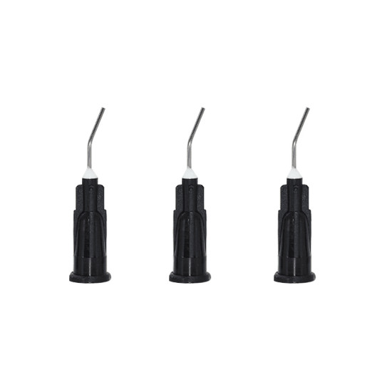 Pac-Dent 229 Pre-Bent Irrigation Needle Tips Blunt End 20 Gauge Black 100/Pk