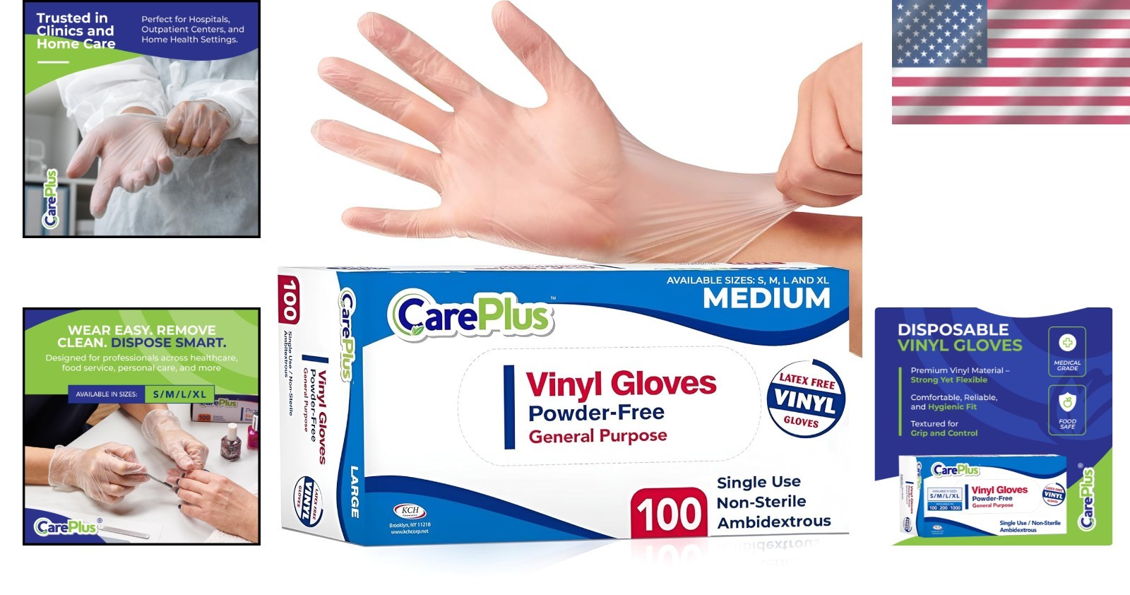 Professional Grade Medium Vinyl Gloves – 100 Pack, Durable & Lightweight Design