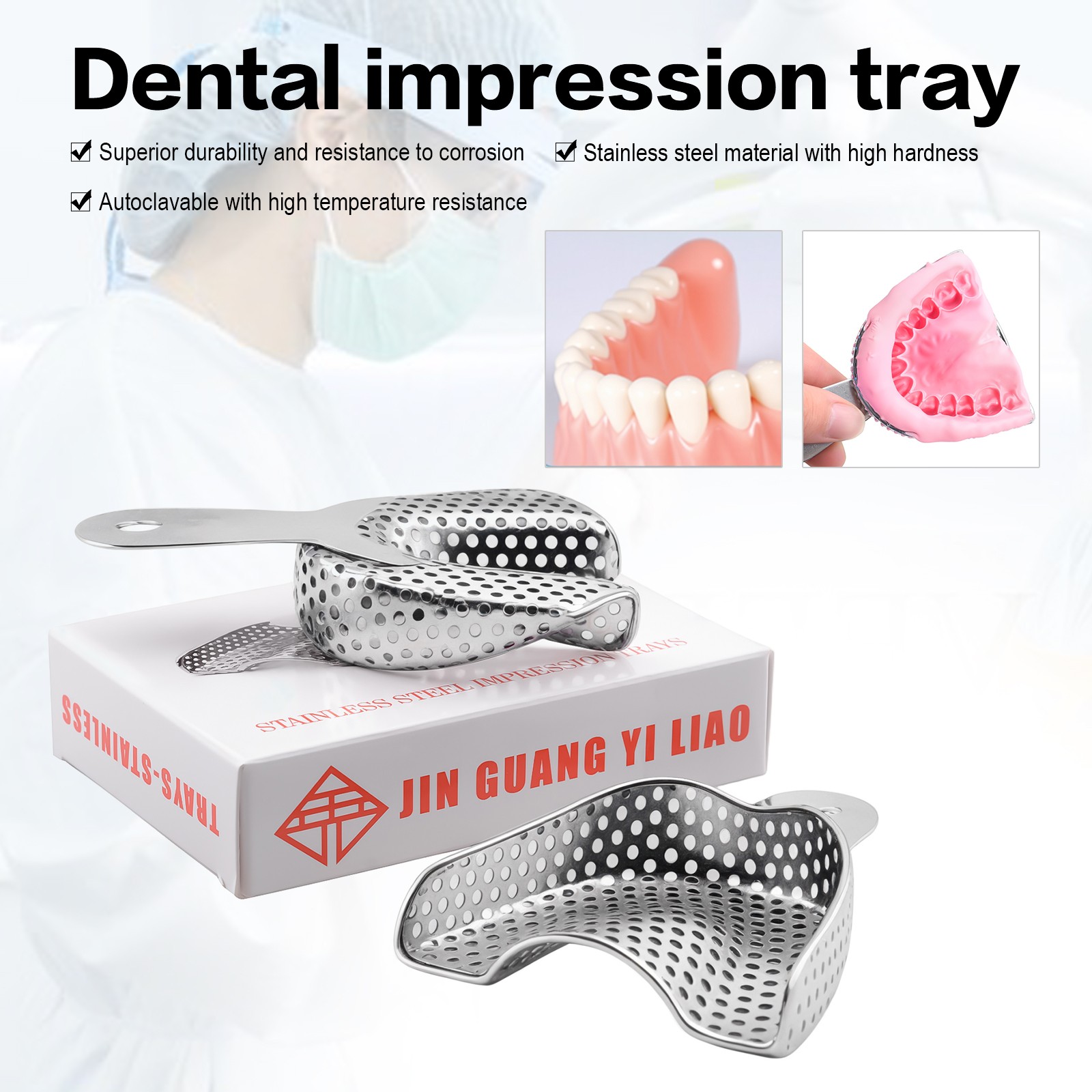 2Pcs Dental Upper Lower Teeth Trays Stainless Steel Impression Trays Small Size