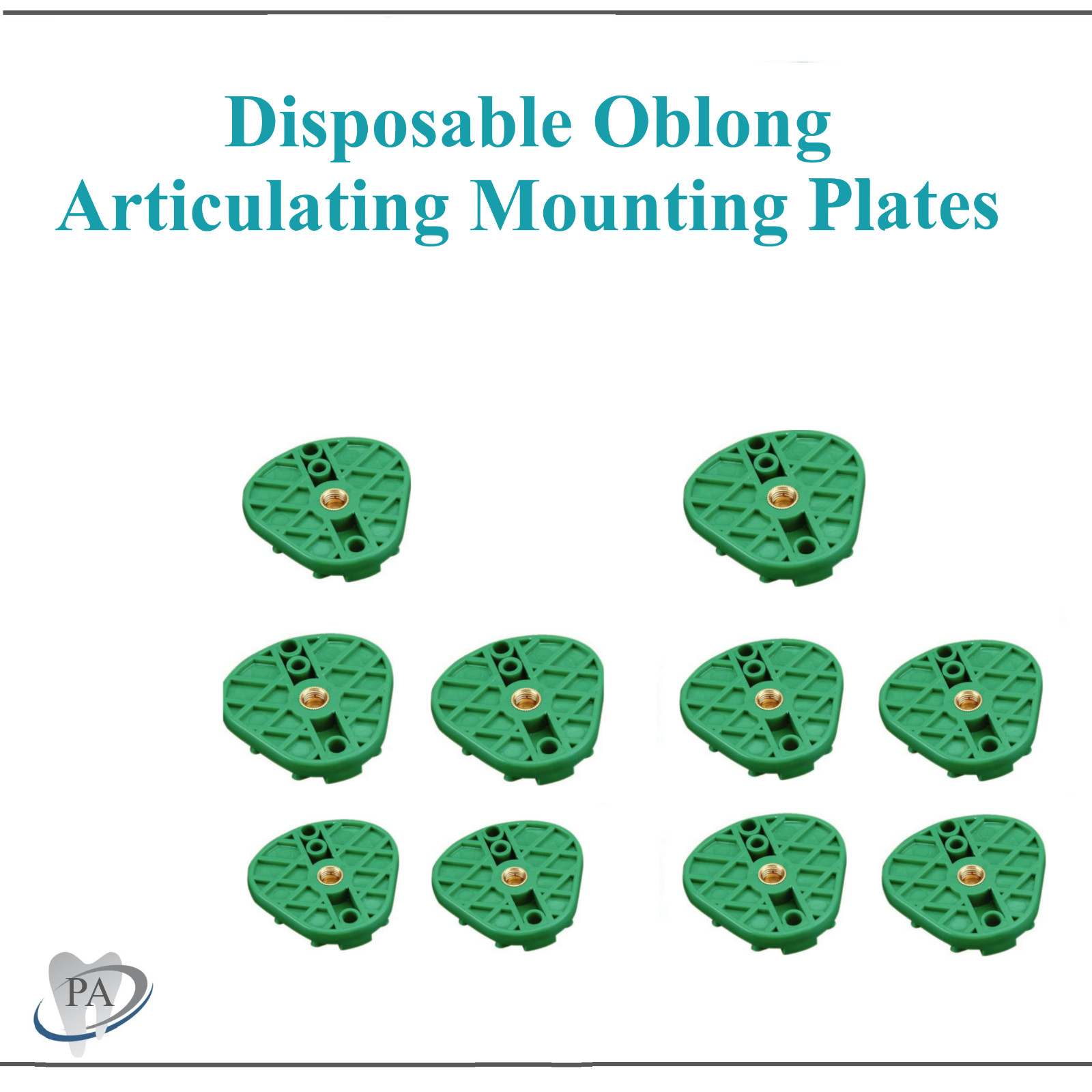Dental Mounting System Articulating Plastic Plate, Green Oblong – 10/Bag