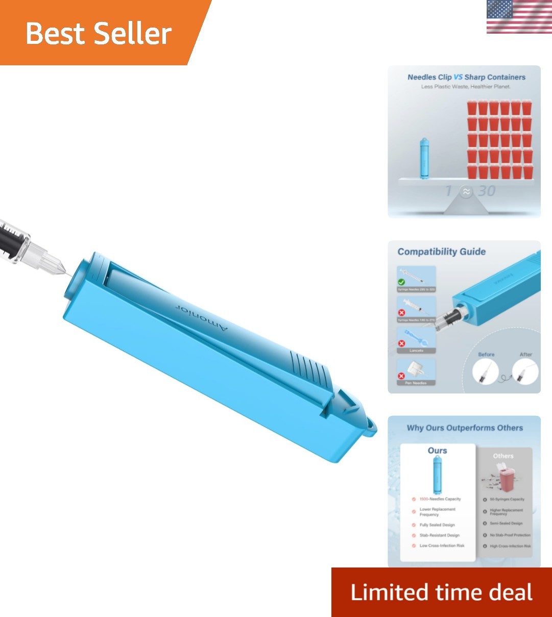 Sharps Container, FSA/HSA Eligible Needles Clip for Syringes with Needle Shar…