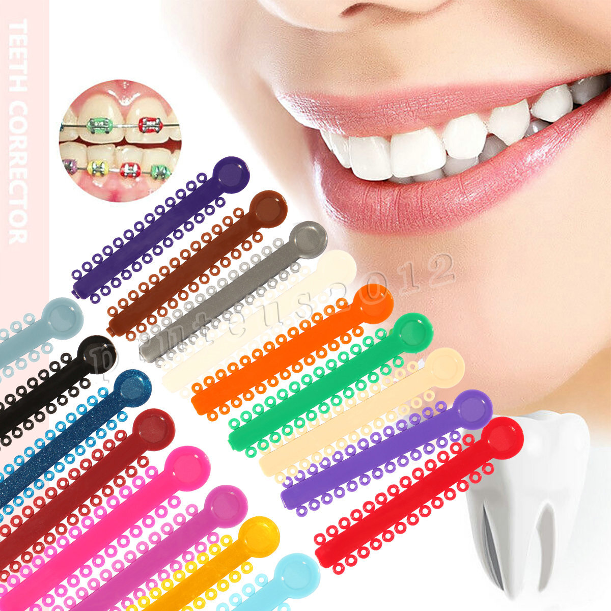 Ligature Gun / 1040 ties Rubber Bands for Orthodontic Dental Braces Brackets