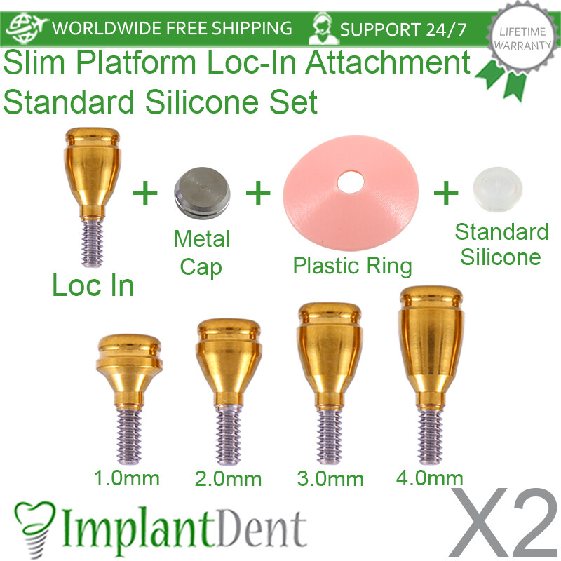 2x Slim Platform Loc In Attach ment Standard Silicone Set Dental Fixture Hex Lab