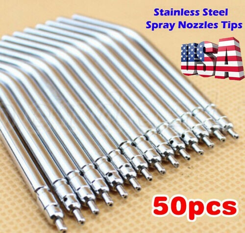 50PCS Dental Metal Spray Nozzles Tubes Tips / 3-Way Air Water Triple Syringe