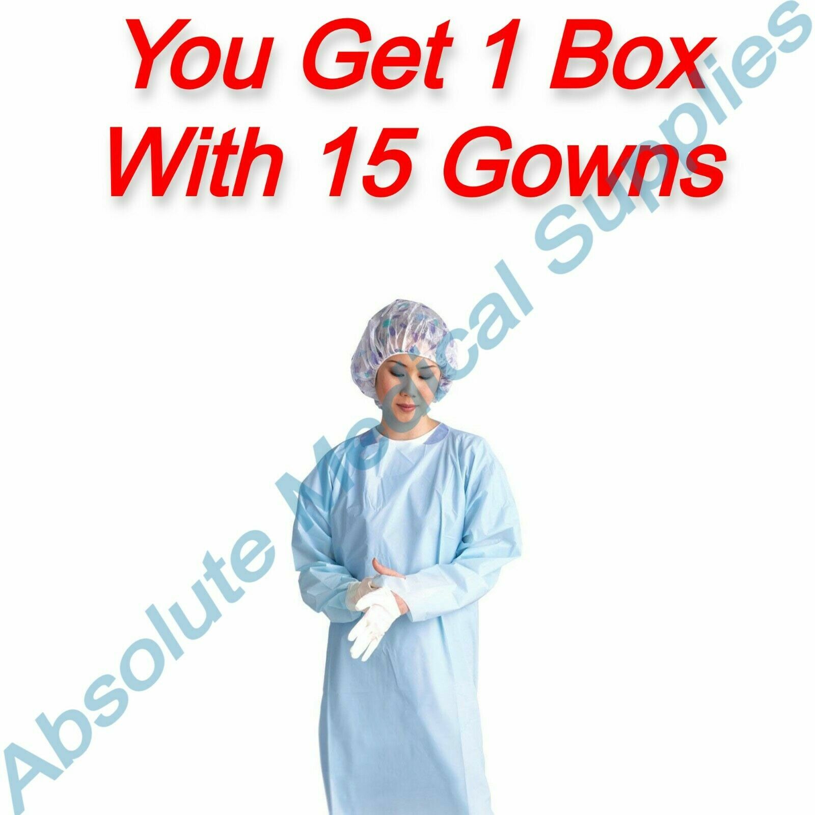 *15-Pack* Medline Thumbs Up Standard Polyethylene Gowns Blue Size-L NONTH150