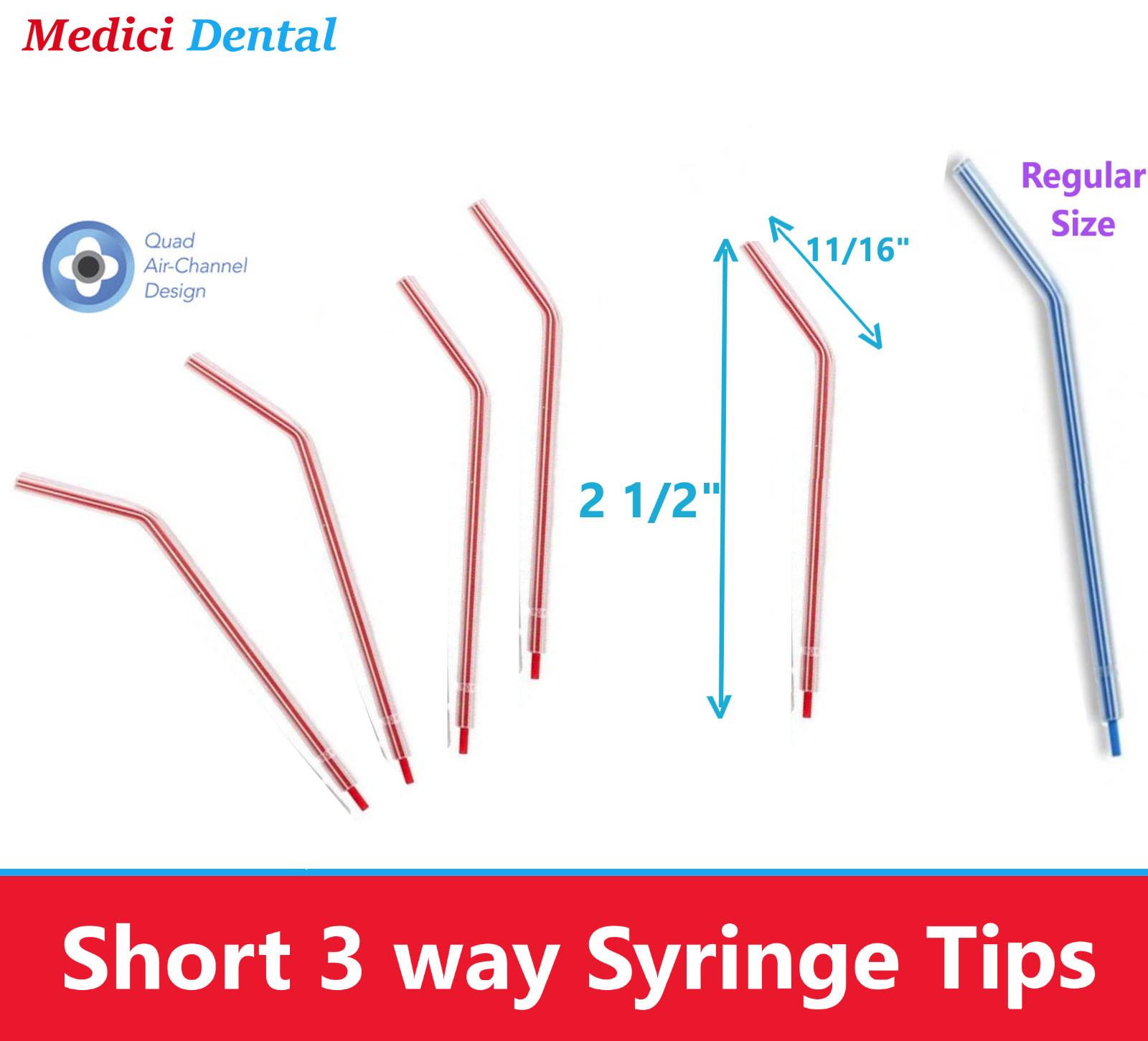 Dental Air Water 3 way Syringe Tips, Orange Disposable, Short A/W Tips, 250/Bag