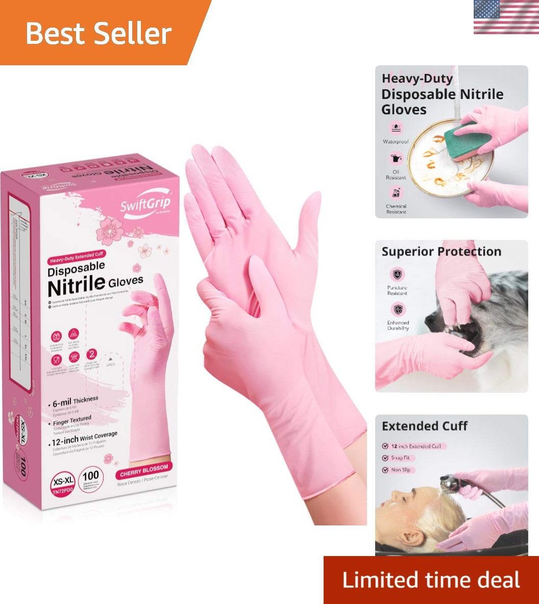 Latex-Free Disposable Nitrile Gloves – Comfortable, Durable, 100 Gloves Included