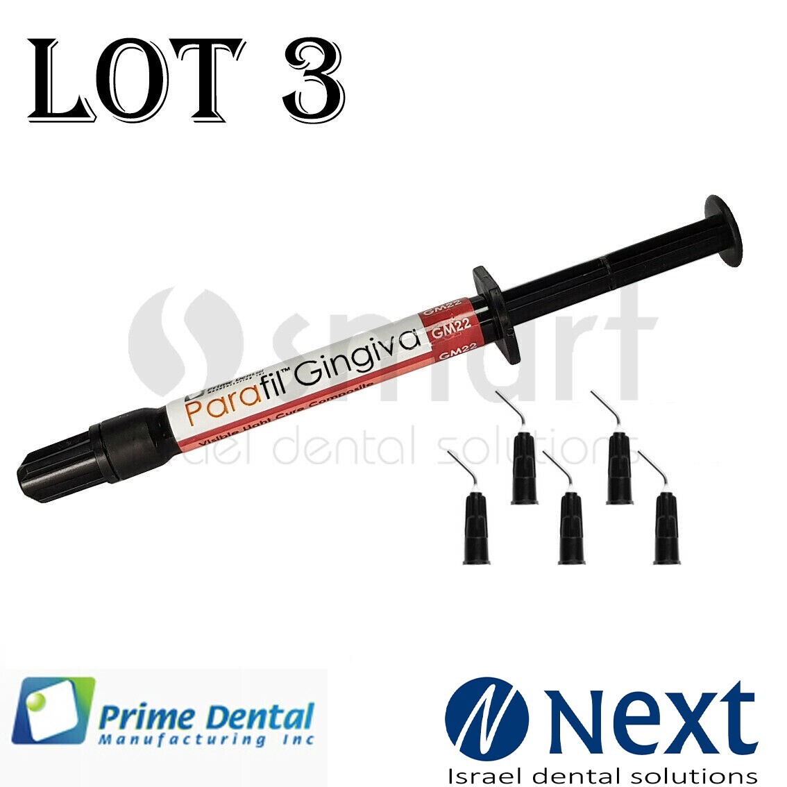 LOTx3 Dental Parafil composite gingival visible flow light cure pink GM21 2gr