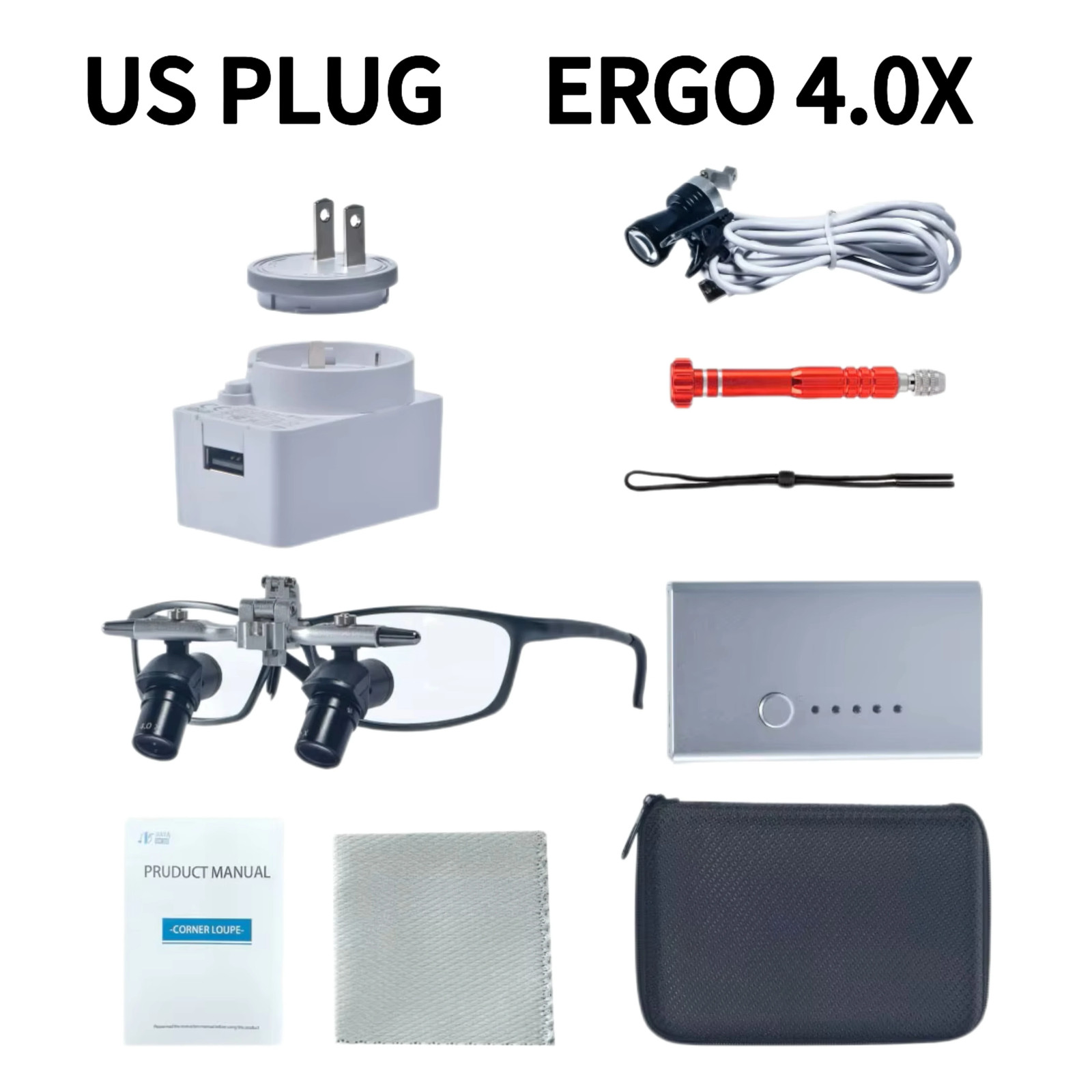 48° Ergo Dental Loupes 4X 6X with 5W LED Headlight Adjustable