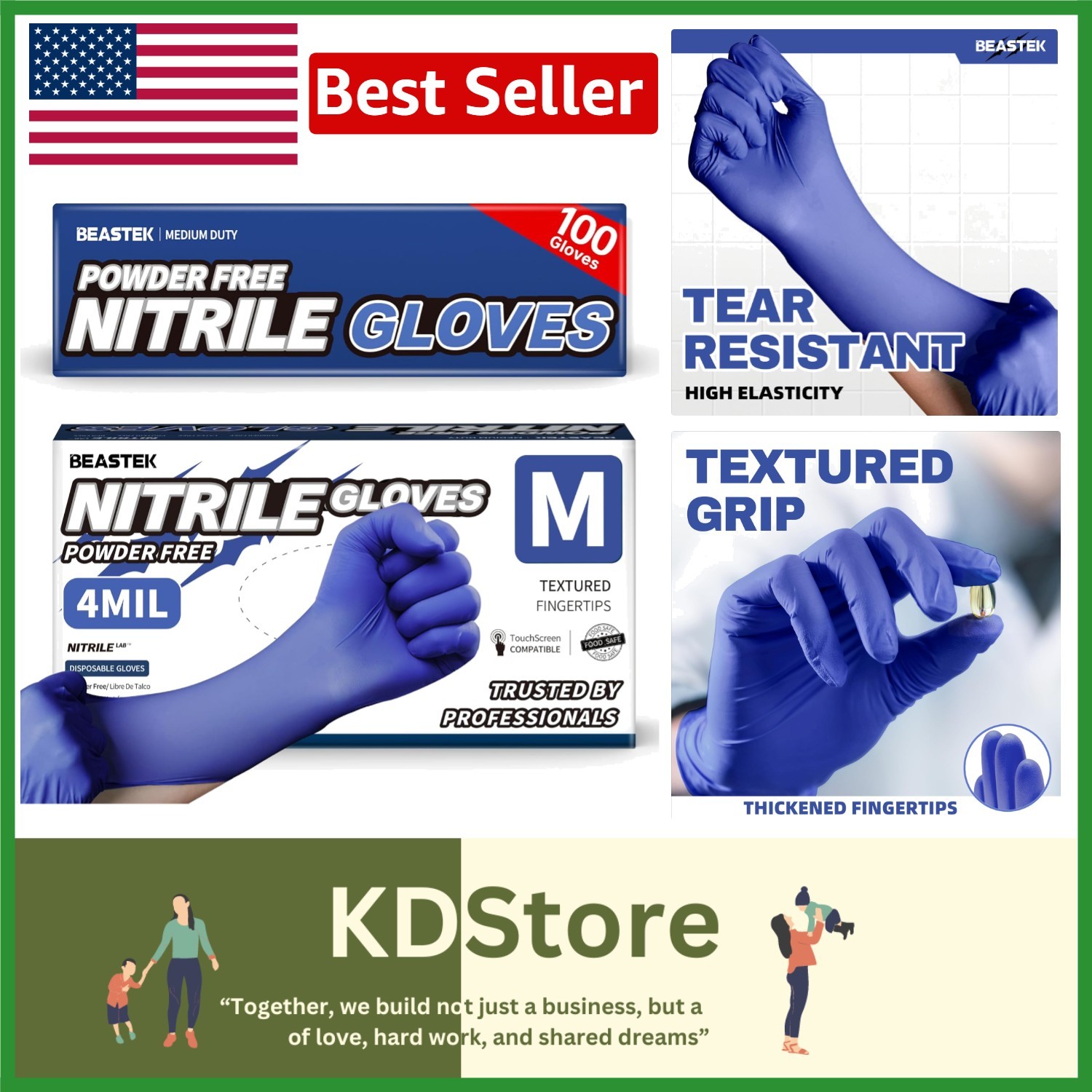 Blue Violet Nitrile Exam Gloves – Powder & Latex-Free, 4 Mil, 100 Pcs