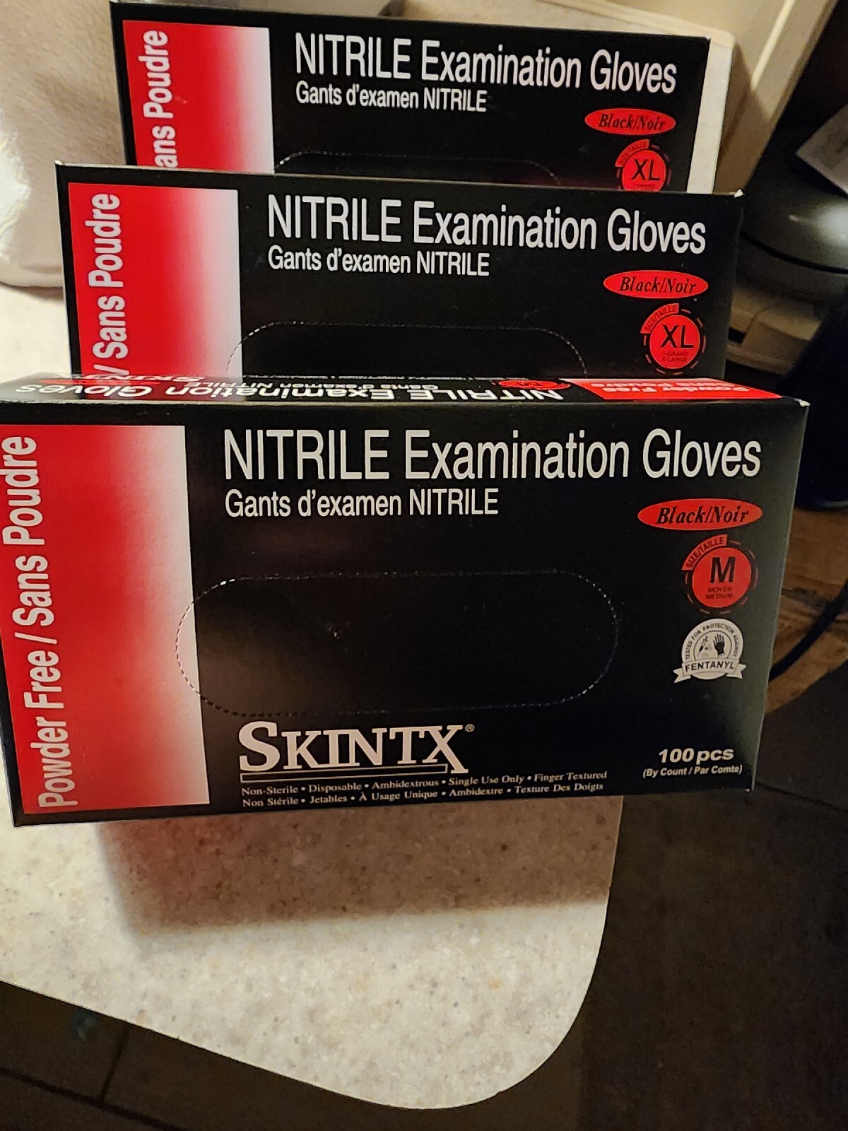 SKINTX BLACK Nitrile PF Disposable Gloves – 3 Box Lot of 300 Medium