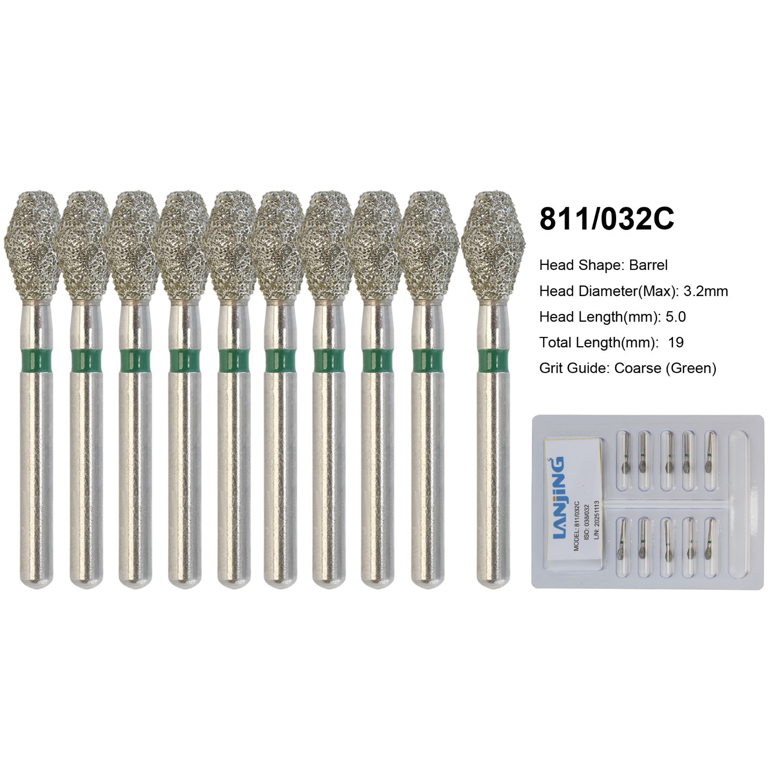 Barrel Bur Dental Diamond Bur Barrel 811 Super Coarse Friction Grip FG Multi-Use