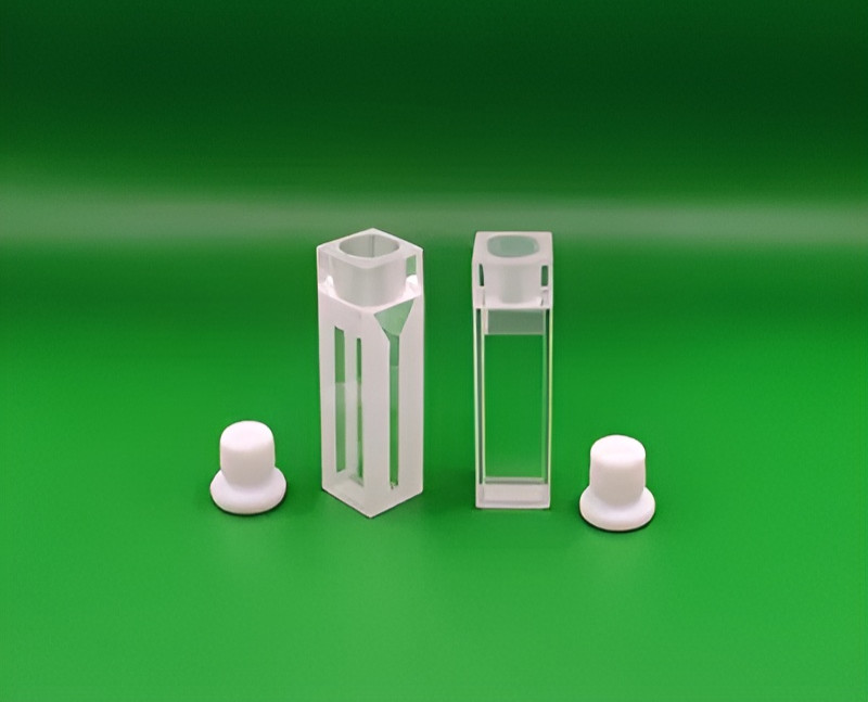 2pcs Micro Fluorescence Quartz Cell Cuvette 10mm Path 0.7mL 2mm PTFE Stopper