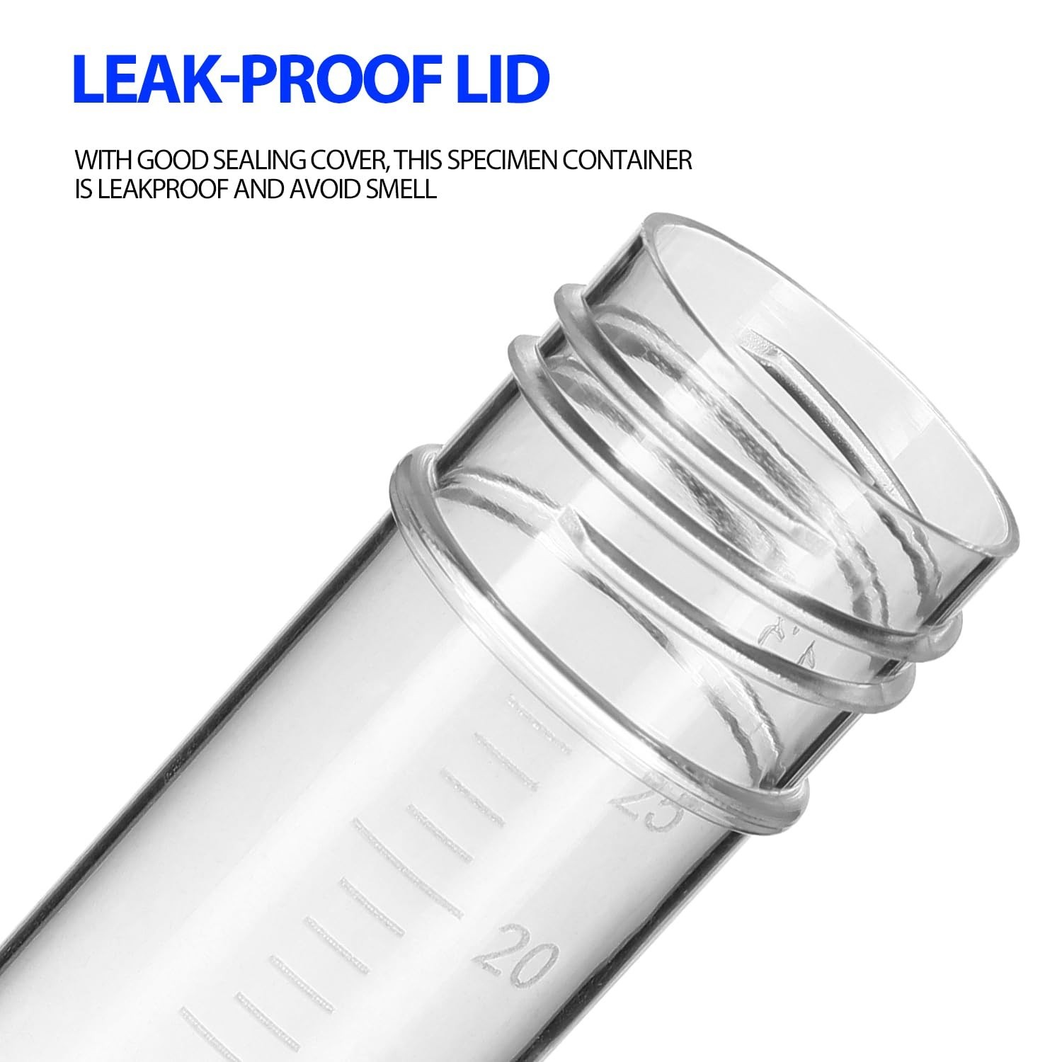Stool Specimen Cups 10PCS 25-30 ML Clear Leak Proof Screw On Covers
