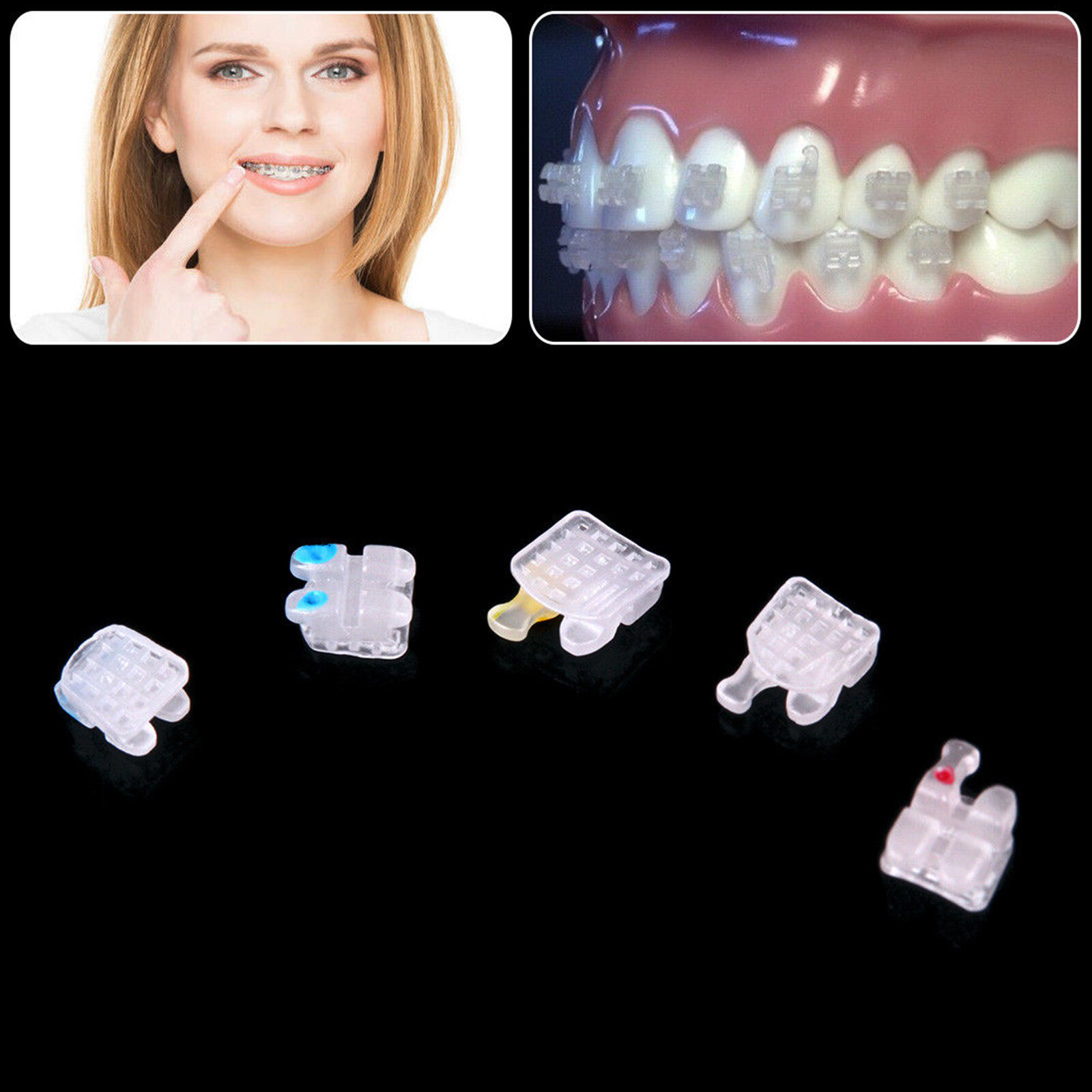 10Pcs Dental Orthodontic Ceramic Bracket Braces Roth MBT 018 022 Slots 345 Hooks
