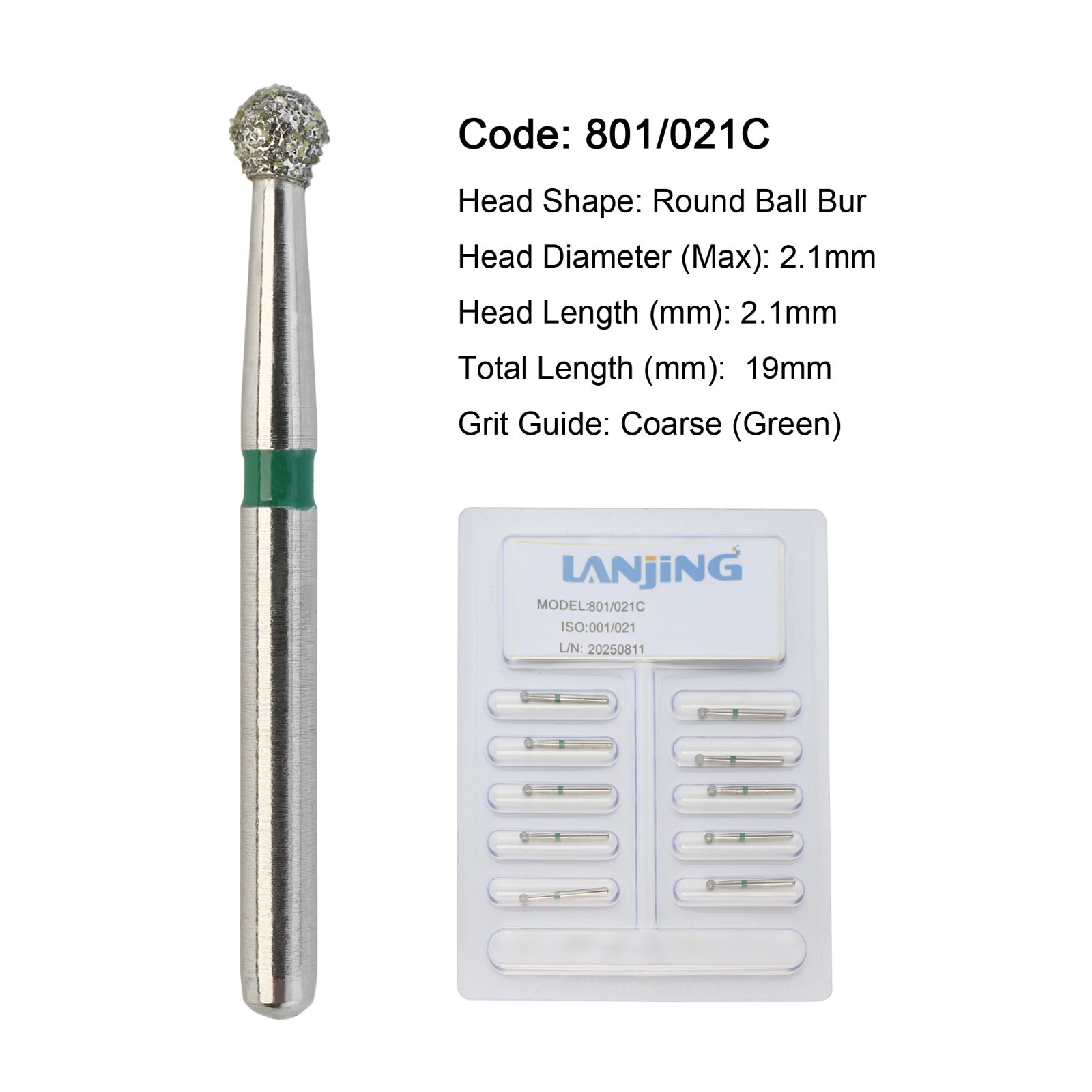 Dental Diamond Burs Pear 330 Ball Round End Taper FG High Speed 801L Surgical