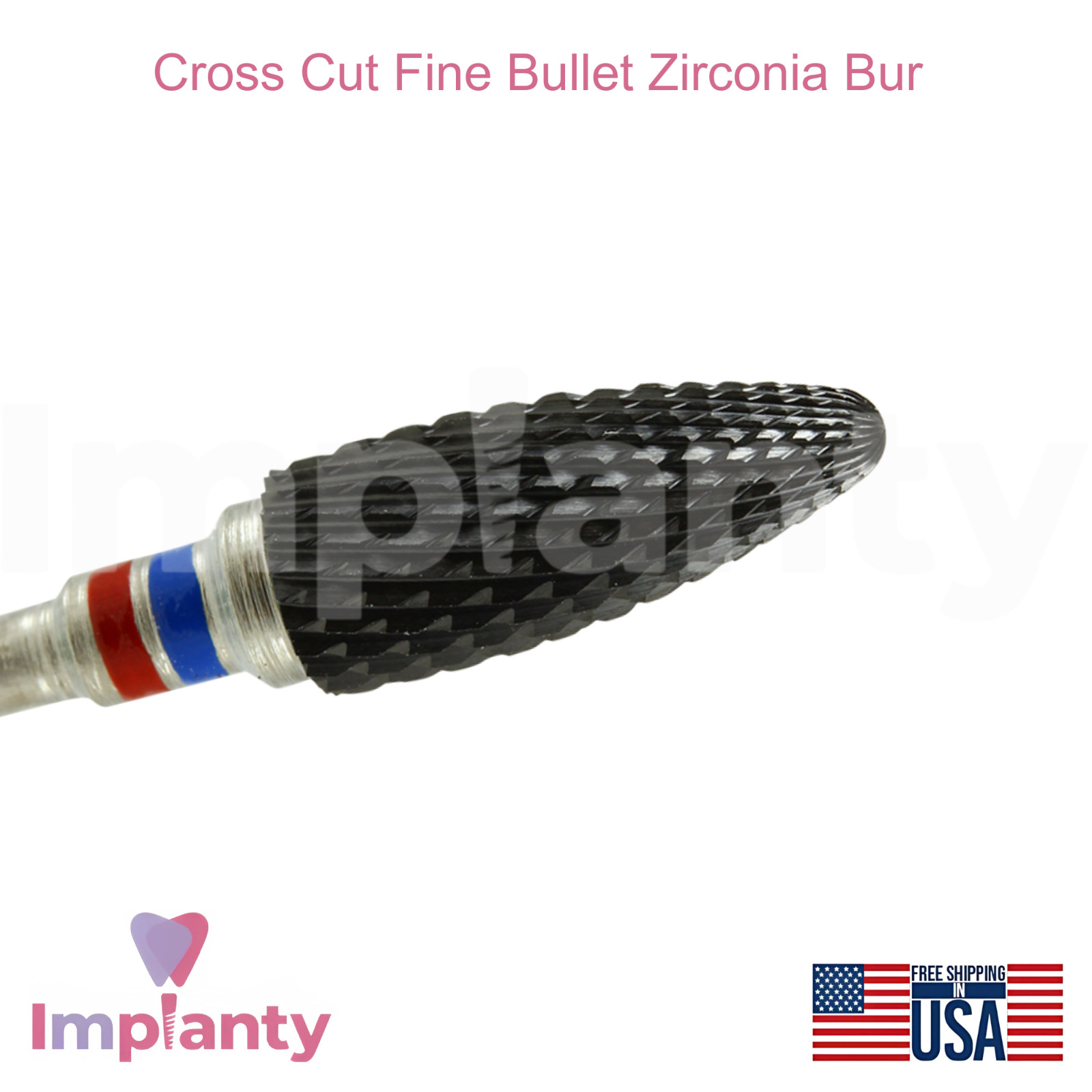 Cross Cut Fine Zirconia Dental Bur Ø6.0mm x 14mm Dentistry Contouring Tool
