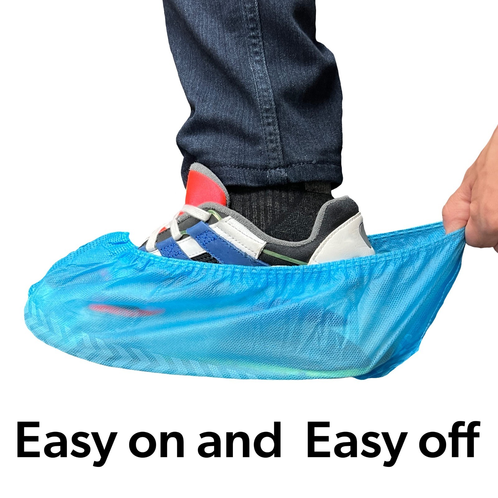 100 Pack Extra Large Blue Disposable Shoe Covers – Non-Slip Reusable Booties