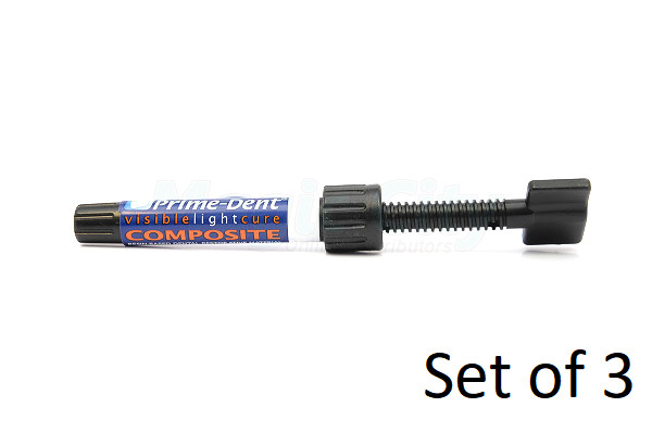 Prime-Dent Light Cure Hybrid Dental Resin A2 4.5gm Syringe #001-001A2 (Set of 3)