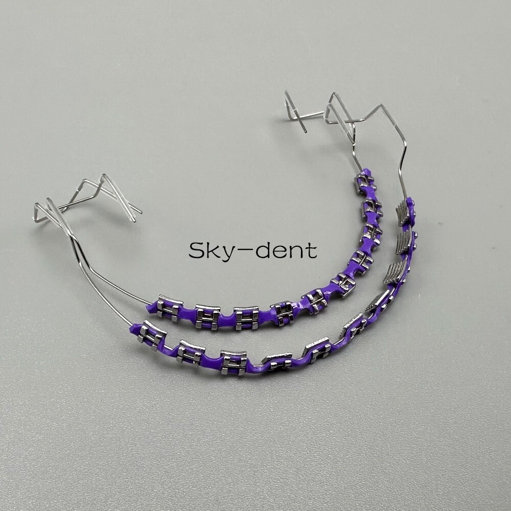 2Pcs/Pack Temporary Tooth Decoration with Metal Bracket Orthodontic Power Chains