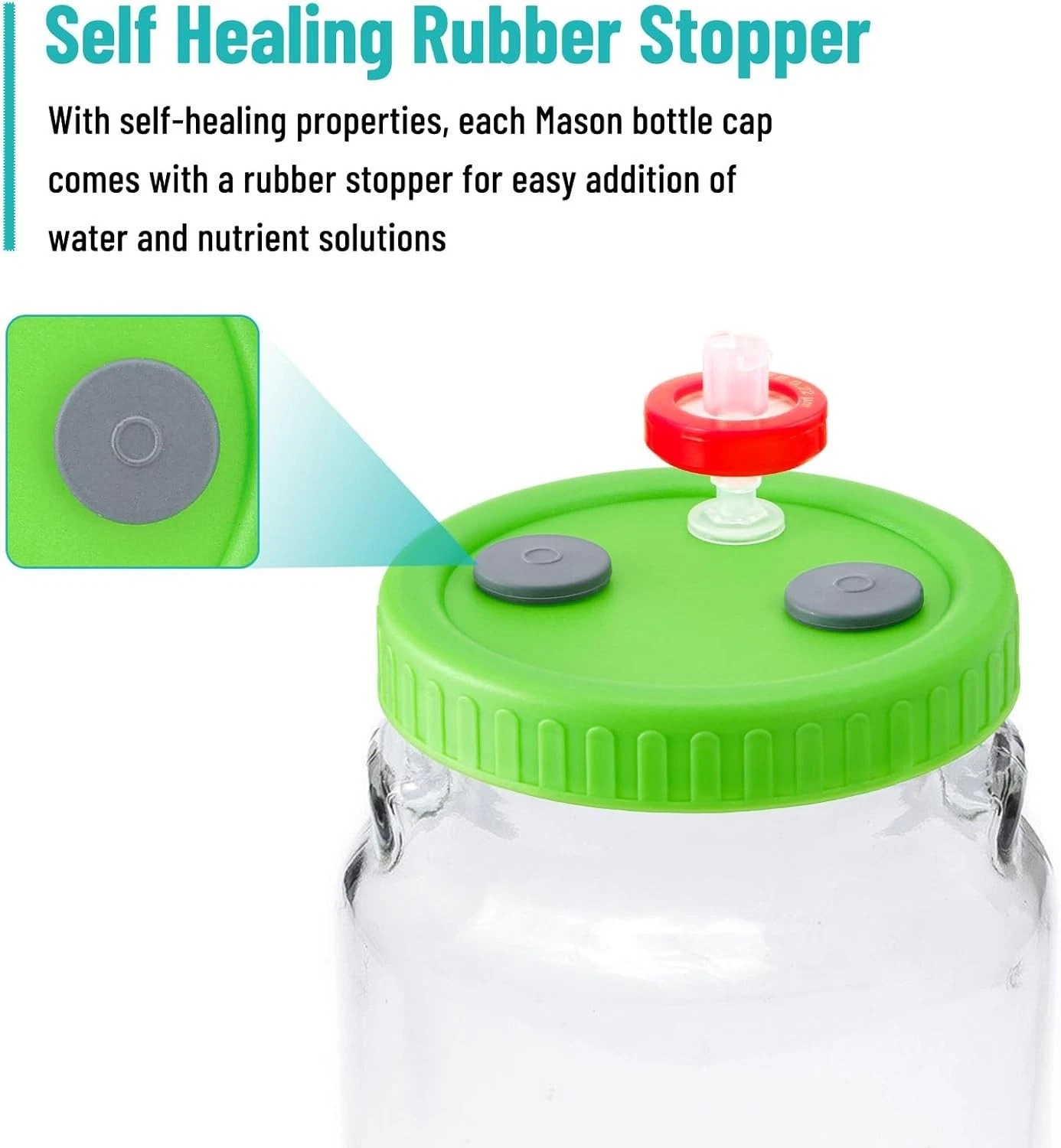 12x Mason Jar Lid Lliquid Culture Lid PTFE Syringe Needle Filter Ruhr Connector