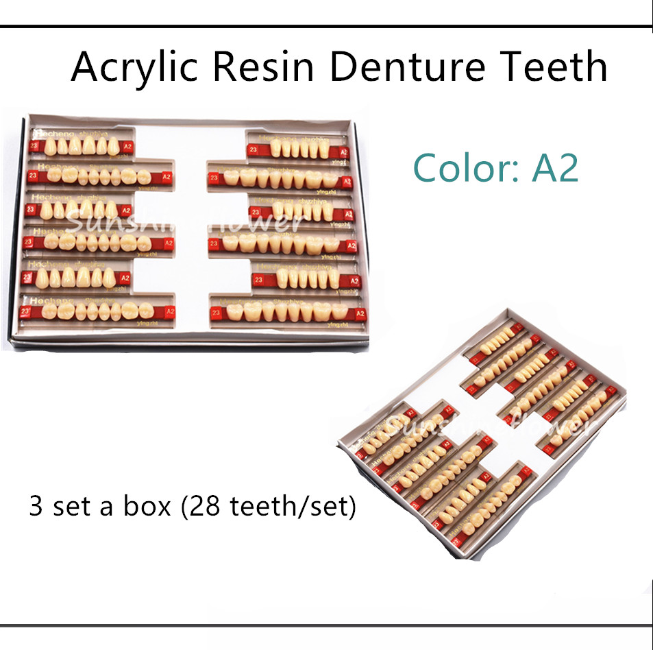 3 Set of 84*1 Dental Acrylic Resin Denture Teeth Upper Lower Full Set Shade A2