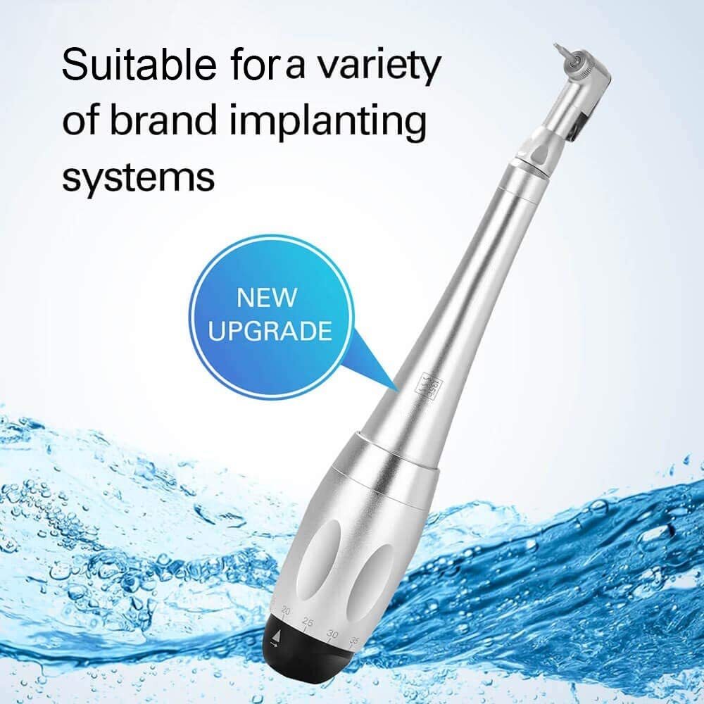 Dental Universal Implant Torque 2 Heads Adjustment Handpiece&12 Drivers Silver