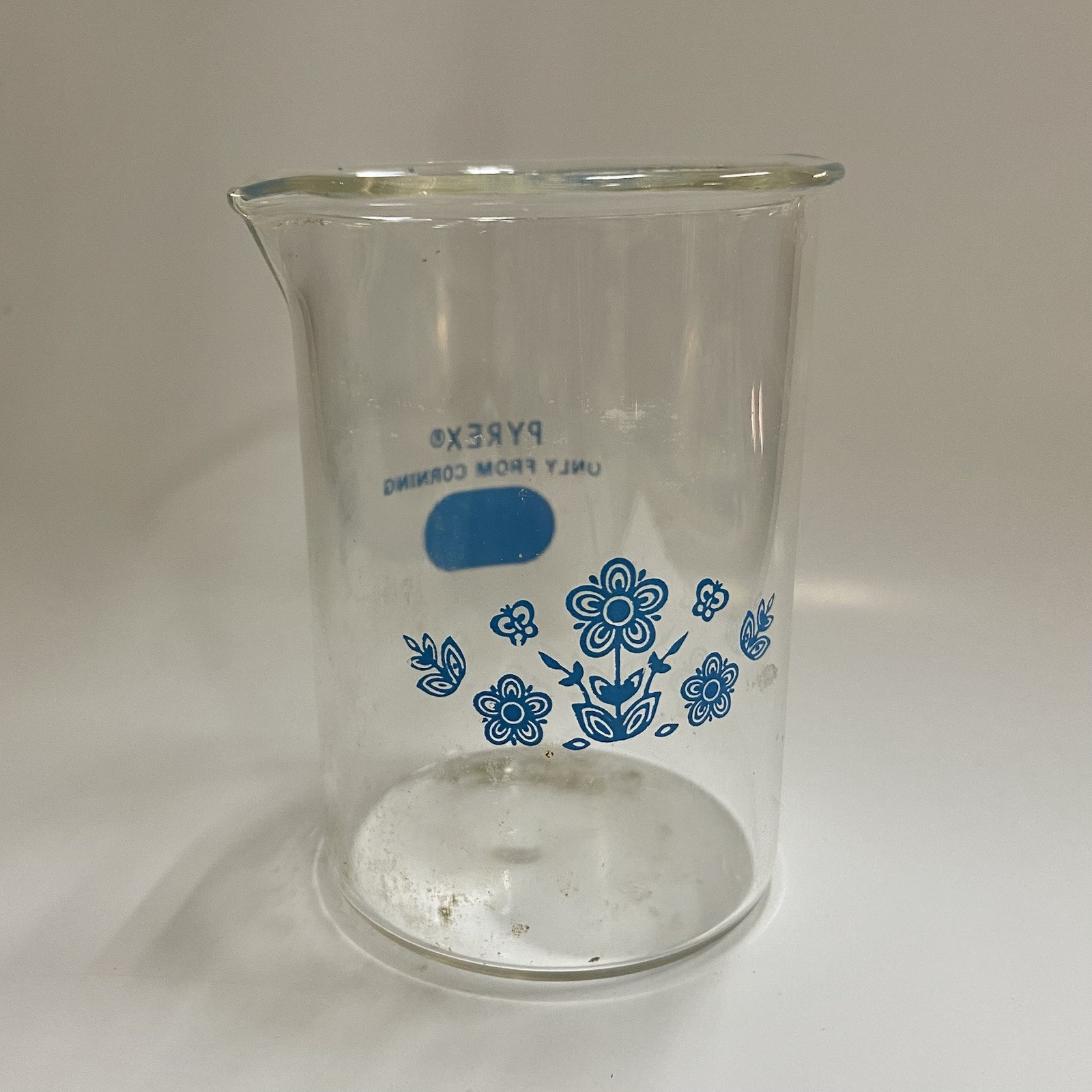 Rare Vintage 1977 Pyrex Butterfly Gold Blue Corning Centennial Glass Lab Beaker