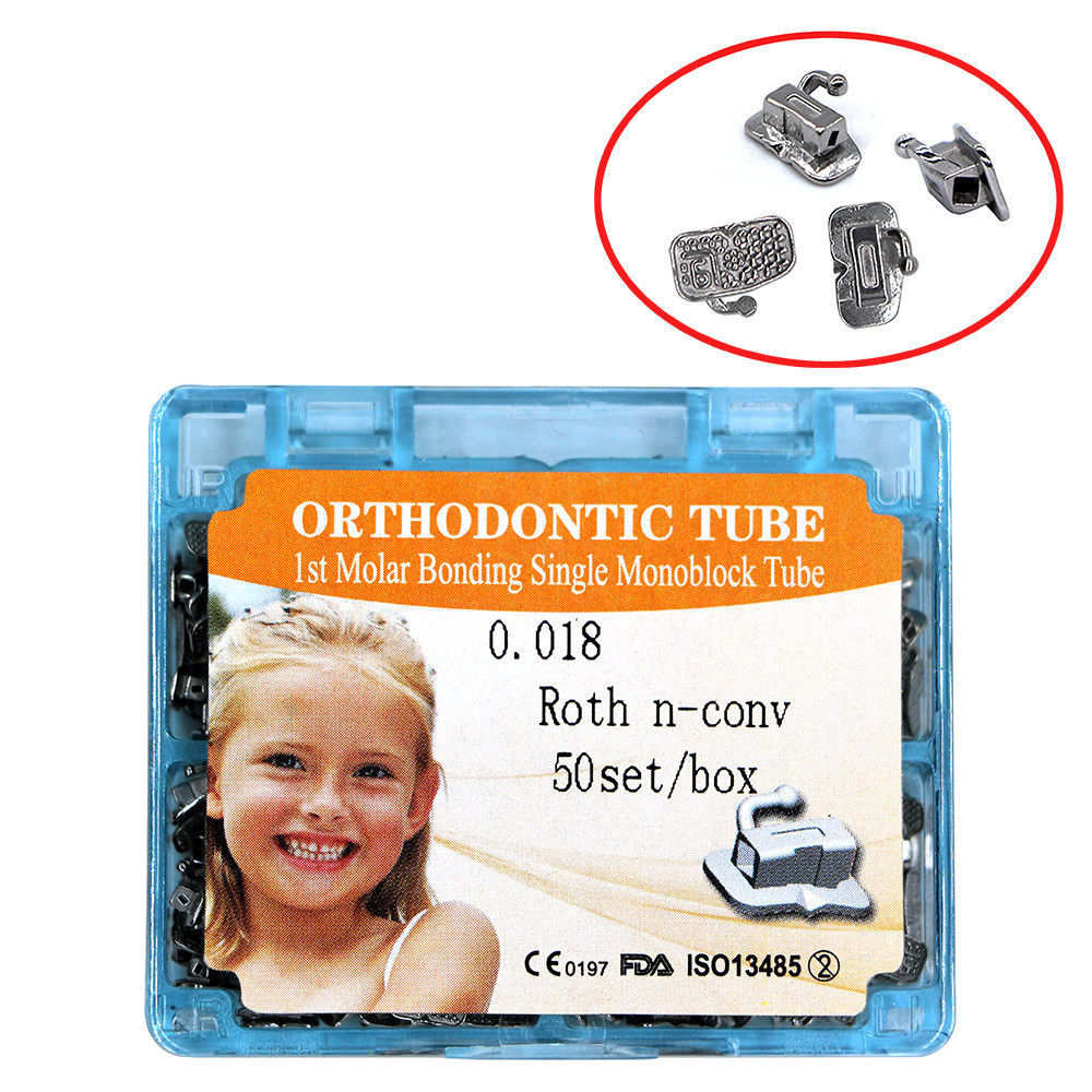 50 Set/200 Pcs Orthodontic Inblock Roth.018 1st Molar Buccal Tube Non-convertibe