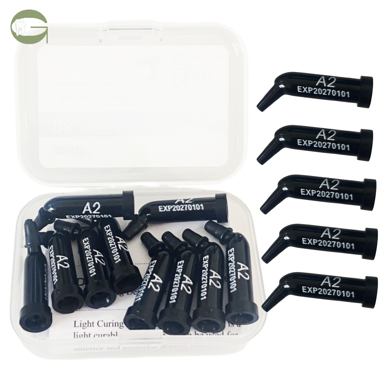 Dental Composite Resin Capsules Unidose Caps Hybrid Light Cure A2 0.3 Gram