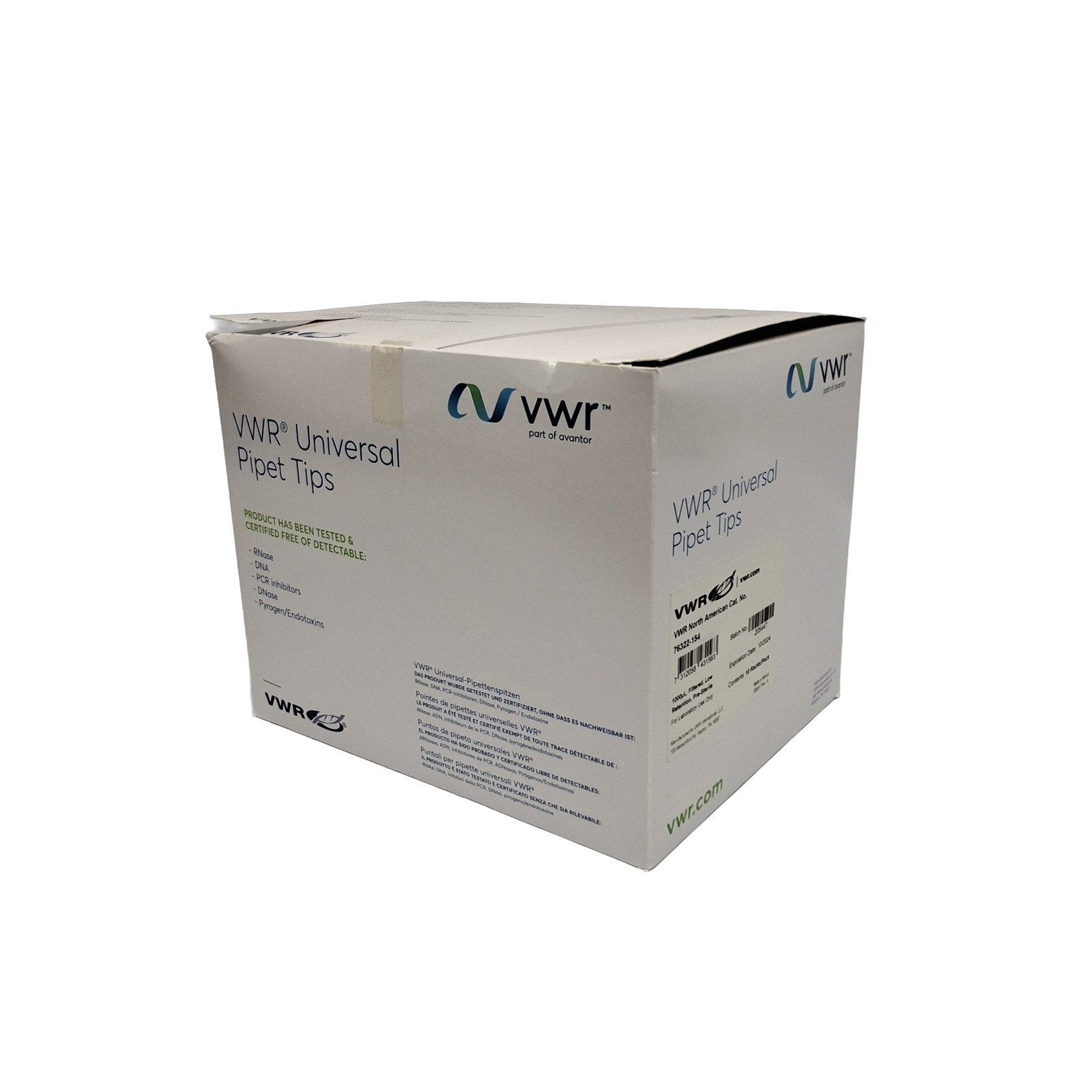 VWR Universal Pipet Tips 1000uL Filtered Sterile 76322-154 Partial Box 7 Racks