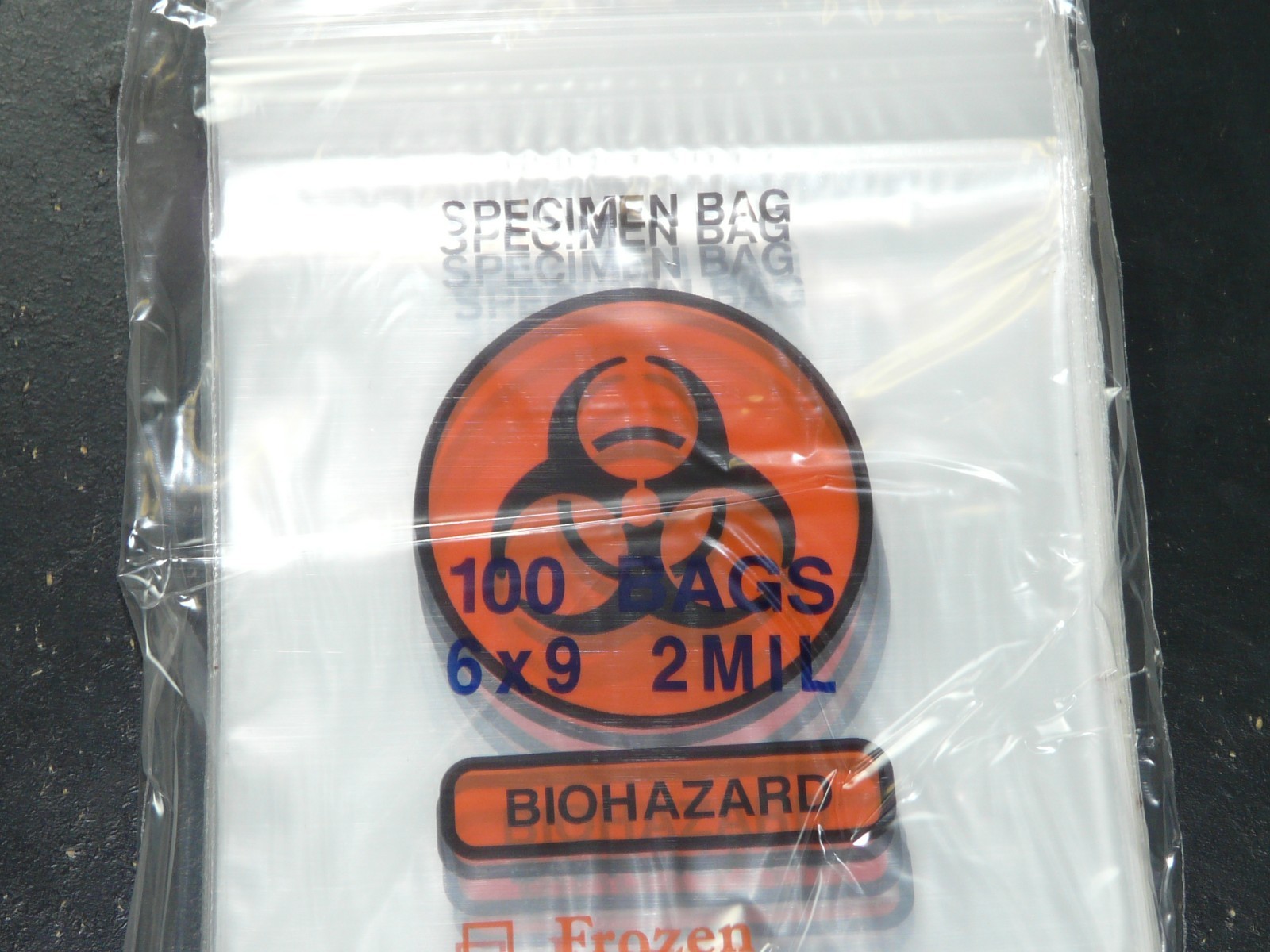 6″ x 9″ 6×9 Specimen Transport Biohazard 2MIL 2 Mil Zip Bag – 100 Count 100x