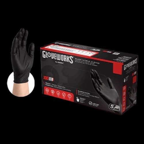 5mil Black Nitrile Gloves Textured XX Large Powder Free Industrial Disposable