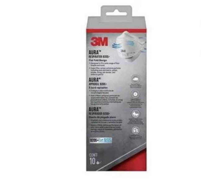 3M Aura 9205+ N95 Respirator Mask 10 Pack NIOSH Approved Protective Mask