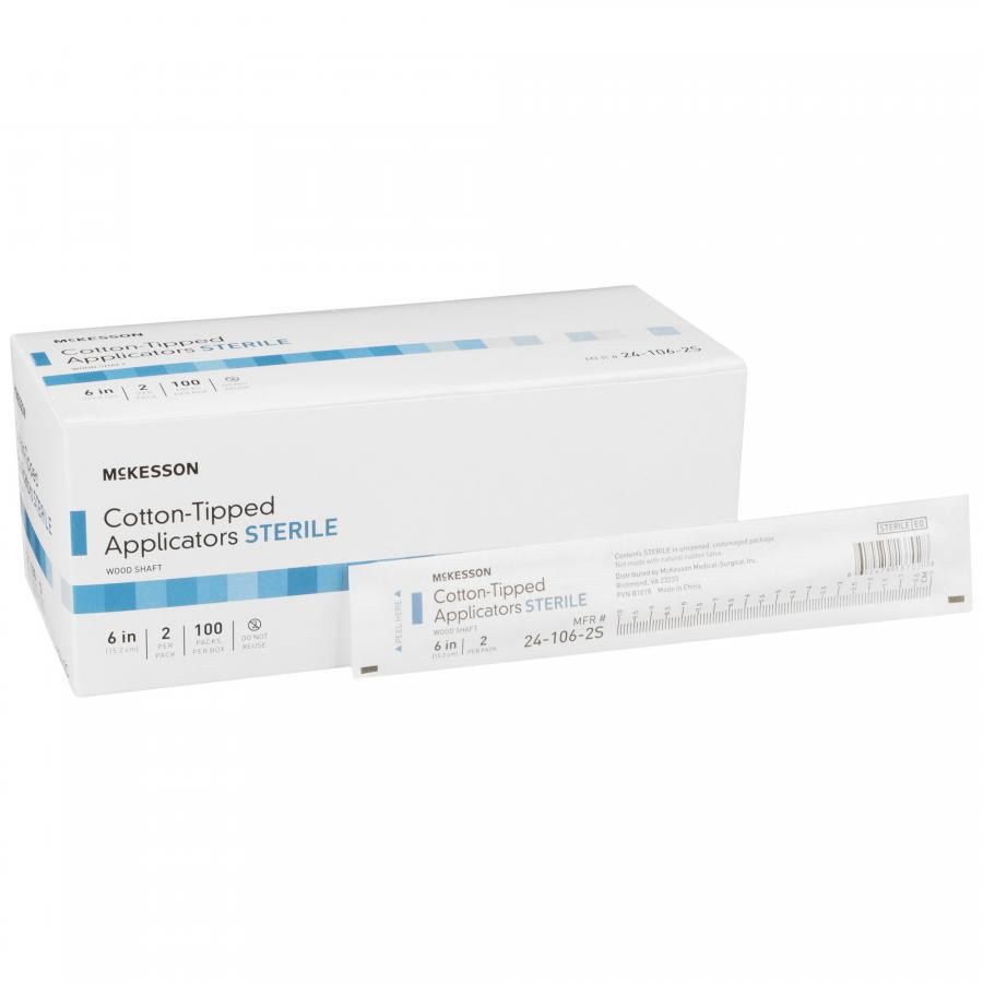 McKesson Cotton-Tipped Swabstick Wood Shaft 6 In. Sterile 2 per Pack 2000 Ct.