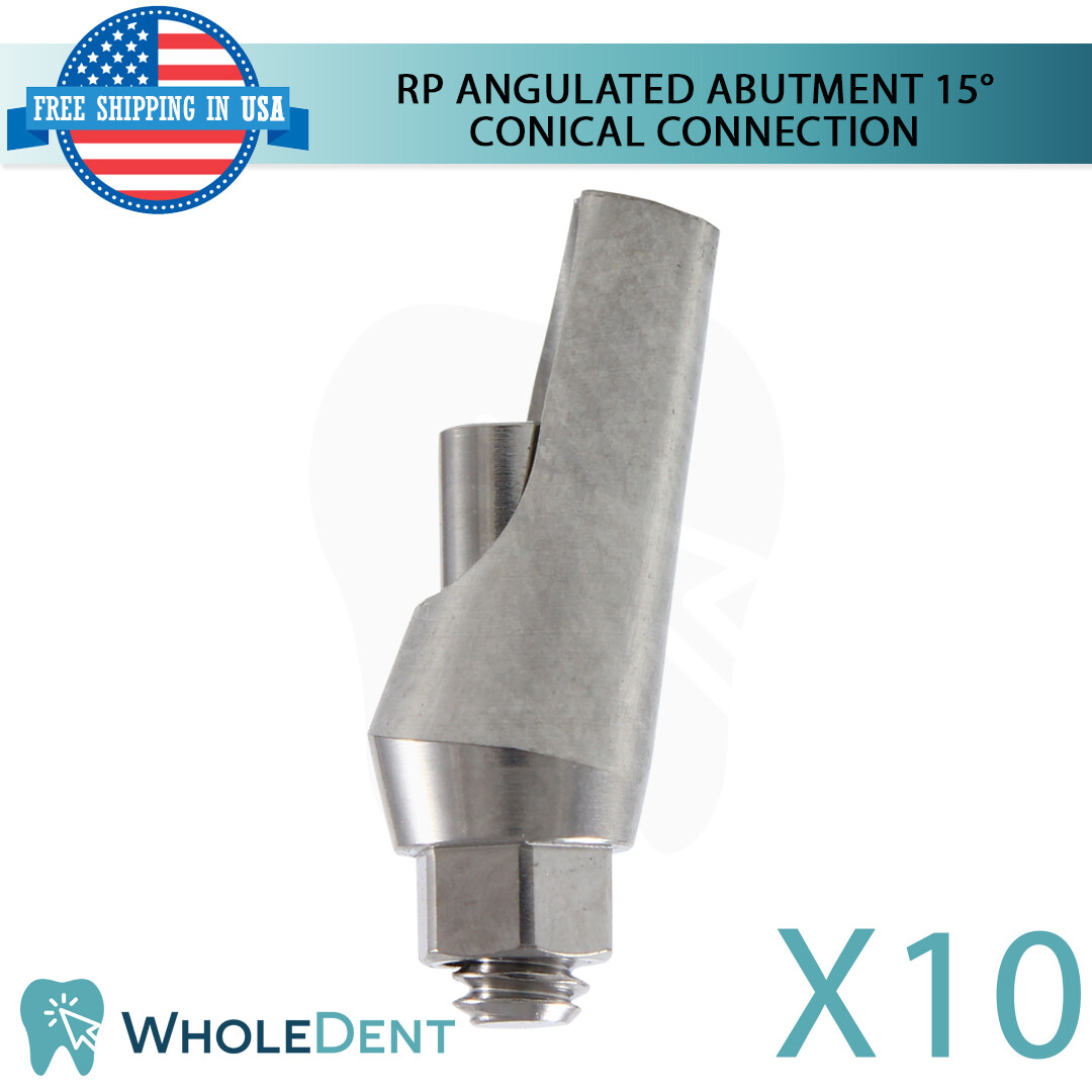 10x Dental Titanium Angulated Prosthetic 15° RP Conical Connection Hex 2.65mm