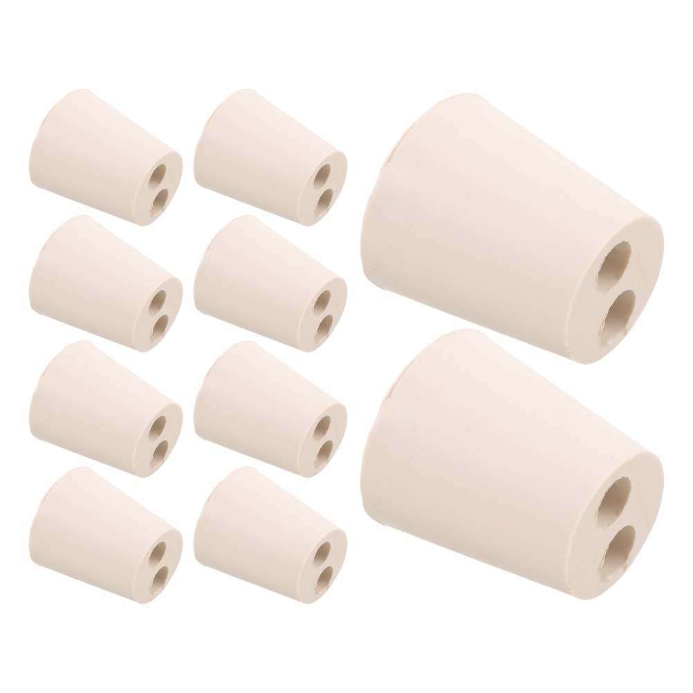 10 Pcs Rubber Experimental Stopper Bungs Stoppers Flask with Hole Cork