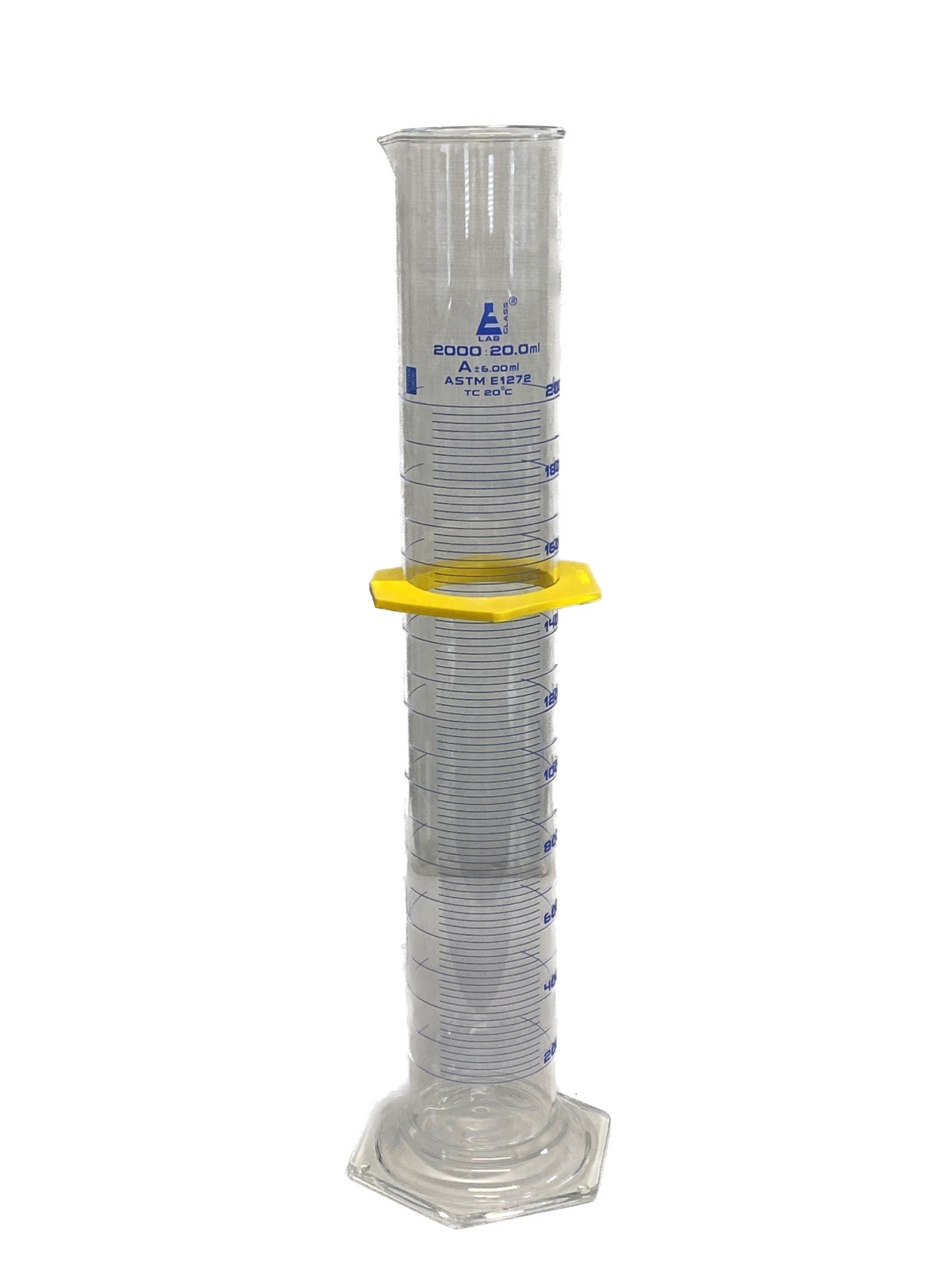 EISCO Glass Class A 2000mL 2L Graduated Cylinder w/ Hex Base & Bumper CH19261 B